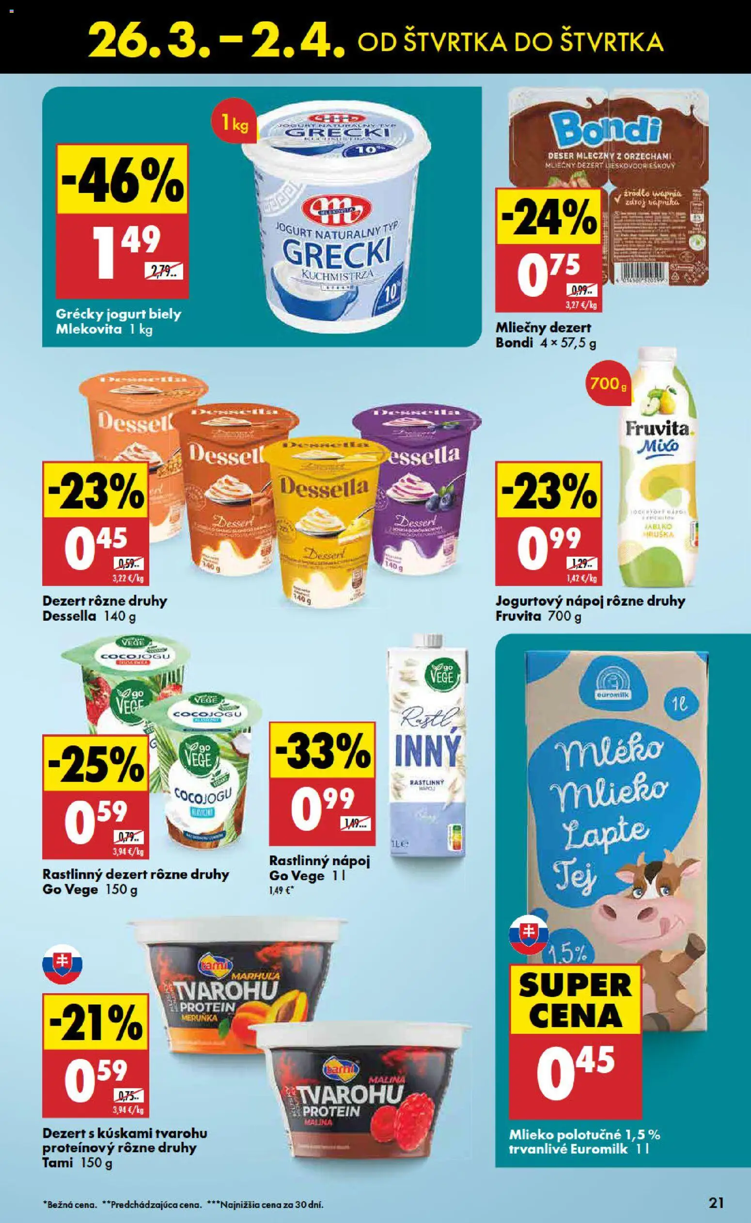 Nové Biedronka akcie – leták je platný od 26.03.2026 | Strana: 21 | Produkty: Mlieko, Jogurt, Protein, Grécky jogurt
