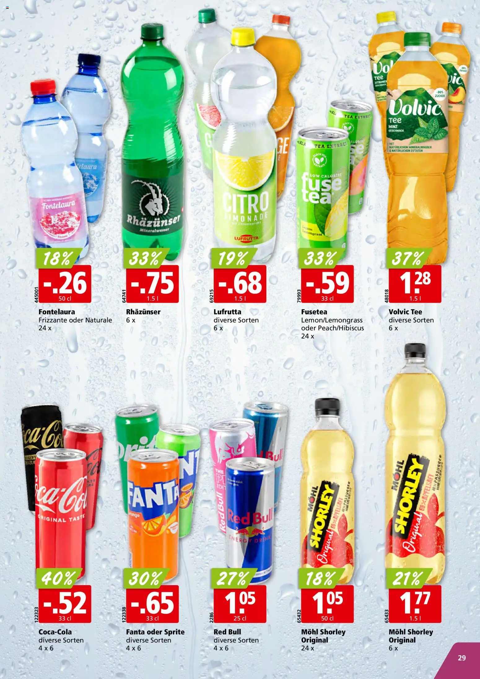 Aligro aktionen Schlieren, Gossau SG, Frauenfeld, Rapperswil-Jona, Sargans, Bern, Brüttisellen, Pratteln, Emmen, Spreitenbach – gültig ab 13.04.2026 | Seite: 29 | Produkte: Red bull, Sprite, Apfelsaft, Mineralwasser