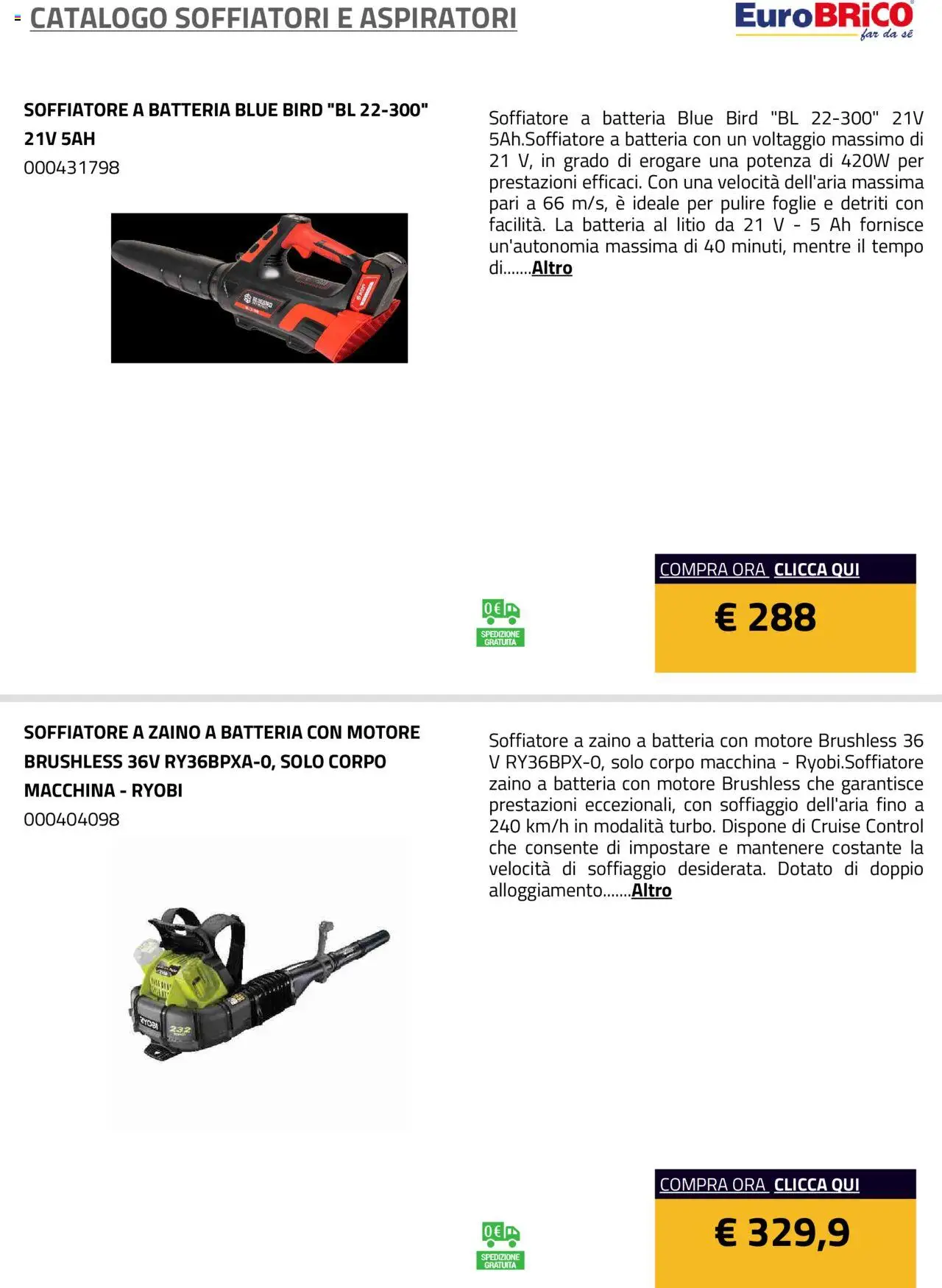 Volantino Eurobrico del 23.07.2025 | Pagina: 2 | Prodotti: Zaino, Batteria