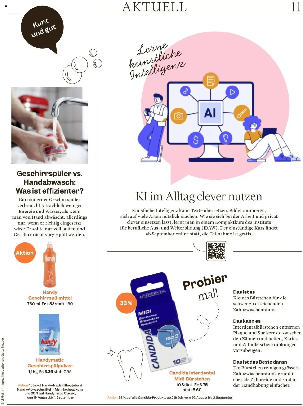 Migros - Magazin ab 25.08.2025 | Seite: 11 | Produkte: Geschirrspülmittel, Bilder, Geschirrspüler