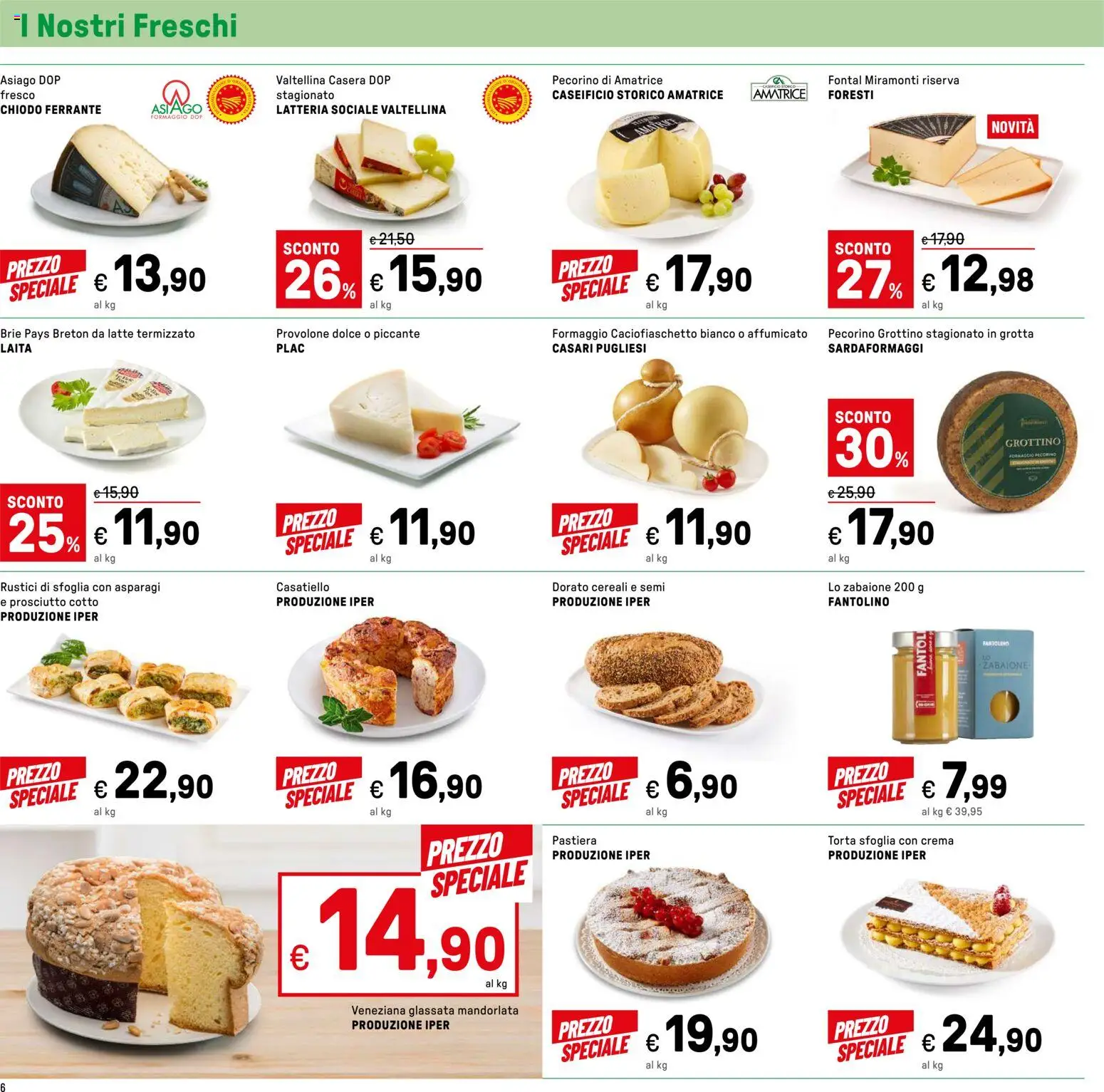Volantino Iper del 27.03.2026 | Pagina: 6 | Prodotti: Prosciutto Cotto, Prosciutto, Asparagi, Pecorino