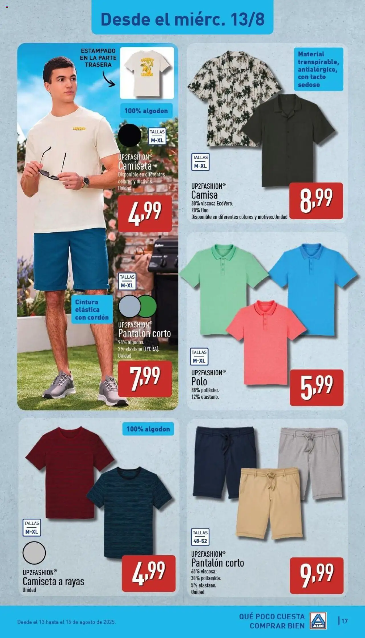 Aldi folleto Península │ válido desde el 11.08.2025 | Página: 17 | Productos: Camisa, Pantalón corto