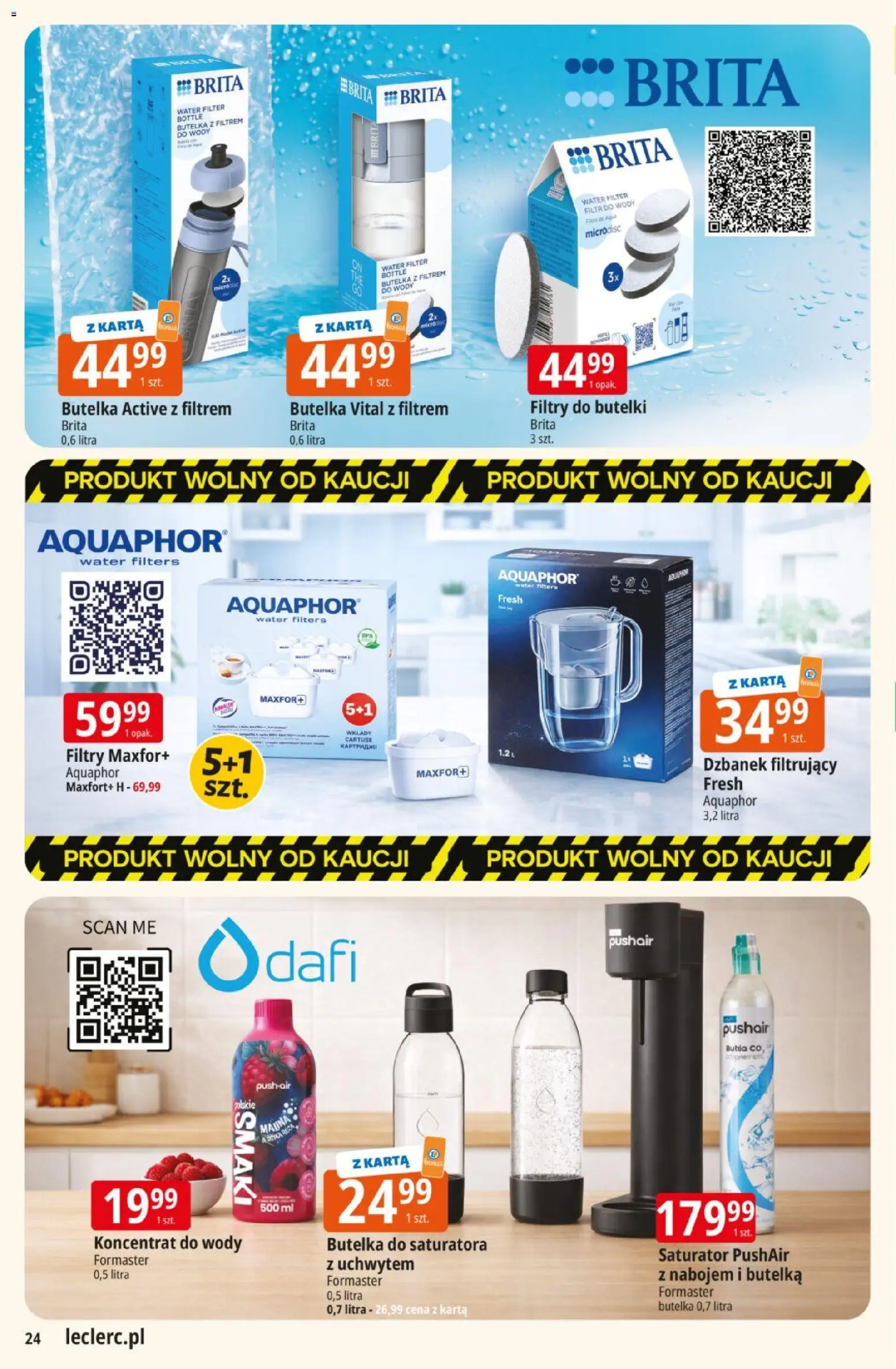 E.Leclerc gazetka od 10.03.2026 | Strona: 24 | Produkty: Karta, Dzbanek, Dzbanek filtrujący, Butelka z filtrem