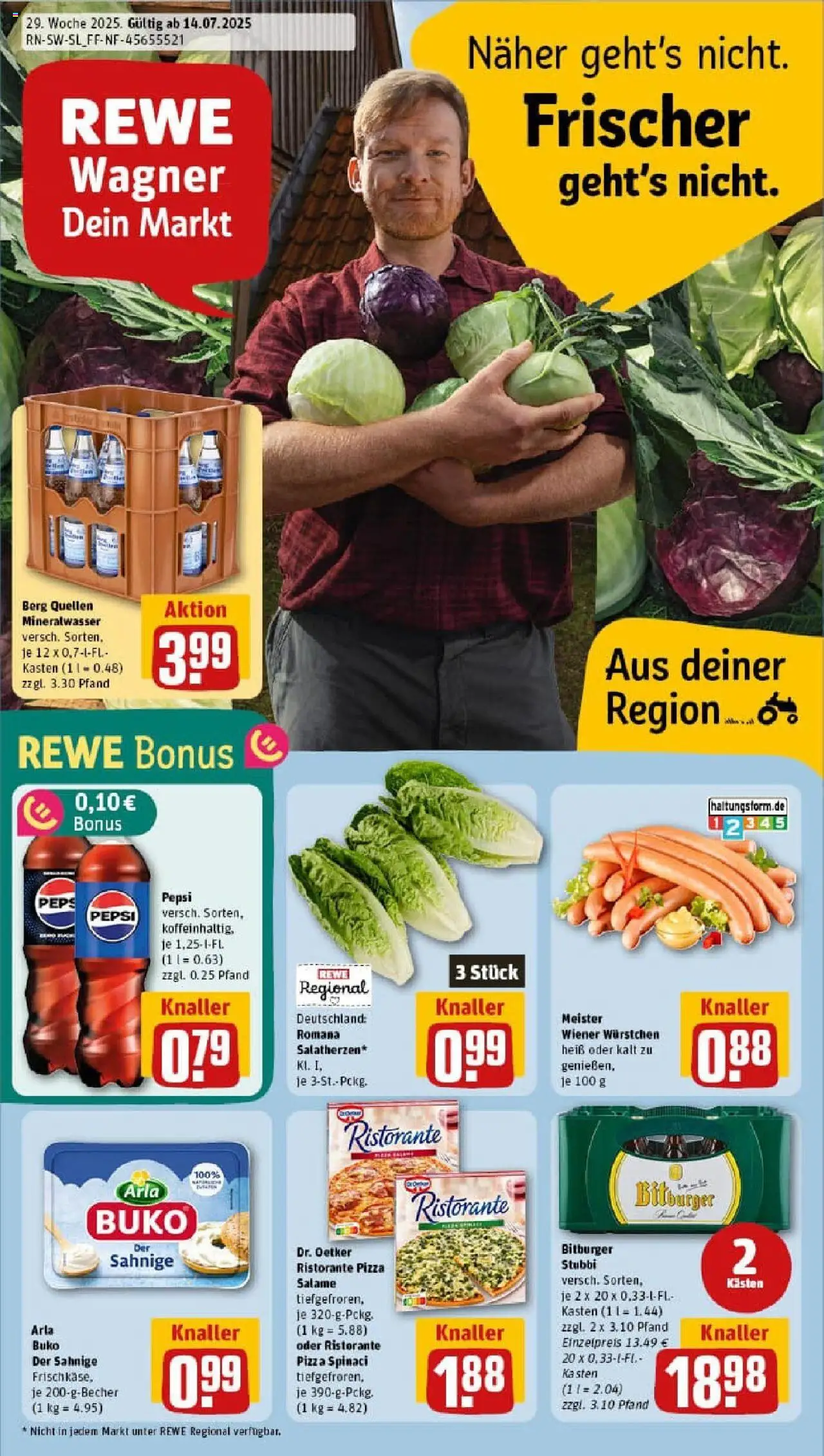Rewe prospekt Rehlingen - Siersburg	 - gültig ab dem 13.07.2025 | Seite: 1 | Produkte: Bitburger, Mineralwasser, Arla buko, Pepsi
