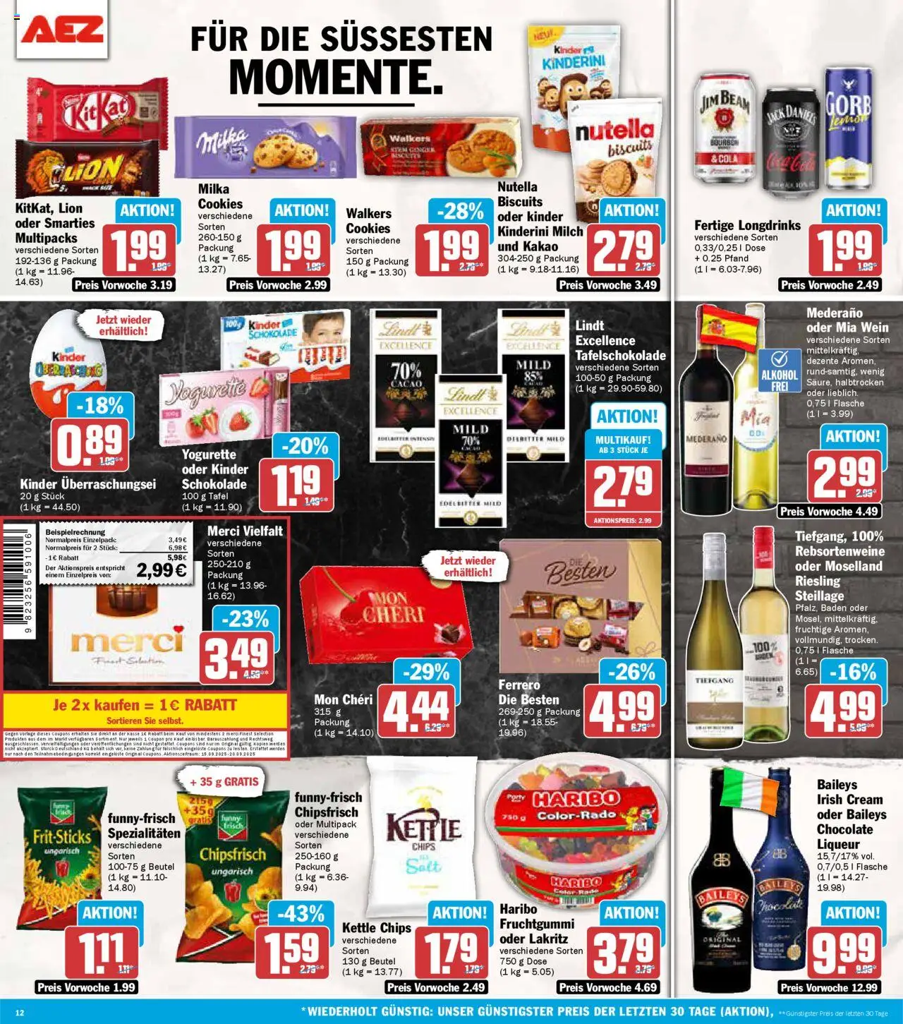 AEZ Prospekt 	 – gültig ab 15.09.2025 | Seite: 12 | Produkte: Merci, Jim beam, Cola, Smarties