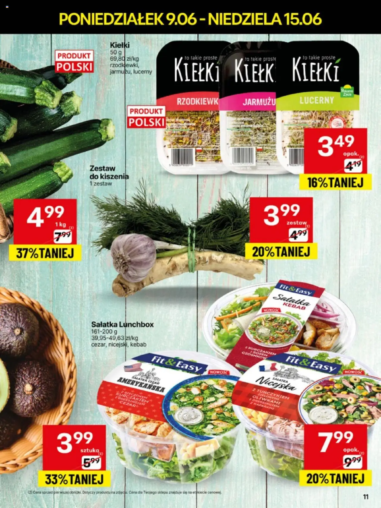 Delikatesy Centrum Gazetka - Sklepy Własne od 09.06.2025 | Strona: 11 | Produkty: Kebab, Cukinia, Sałatka cezar, Sałatka