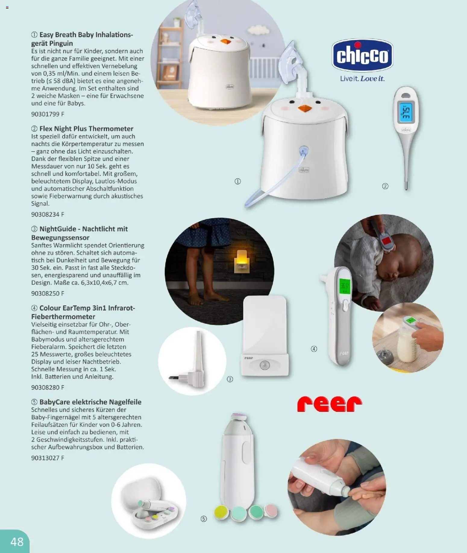 Vedes  Babykatalog  – gültig ab 01.01.2026 | Seite: 48 | Produkte: Thermometer, Batterien, Tisch, Nagelfeile