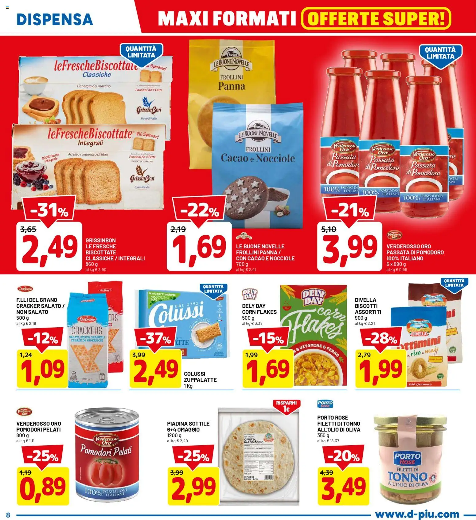 Volantino D Più del 23.02.2026 | Pagina: 8 | Prodotti: Pomodori, Piadina, Cacao, Frollini