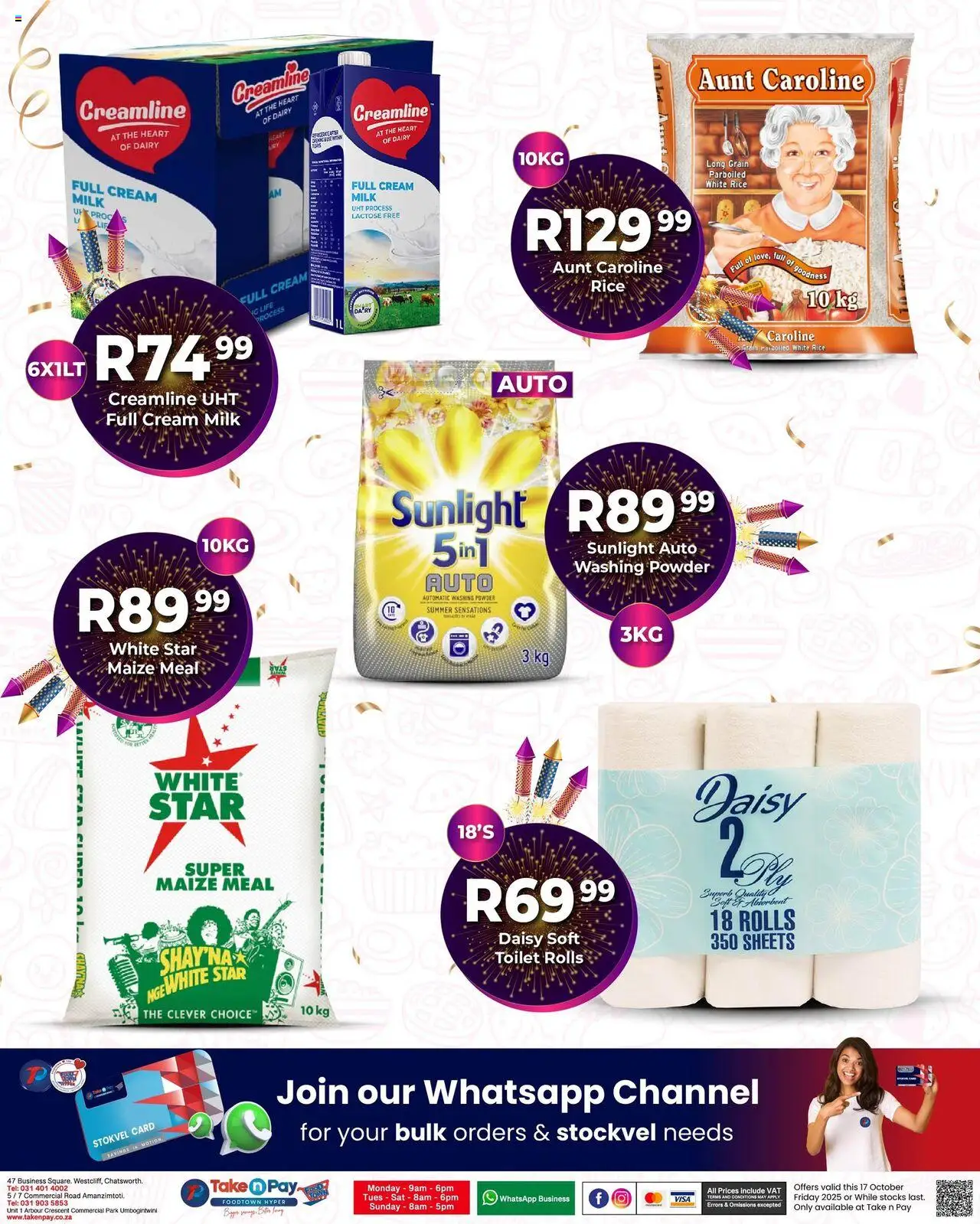 New Take n Pay catalogue – valid from 17.10.2025 | Page: 2 | Products: Toilet, Powder, Cream, Washing powder