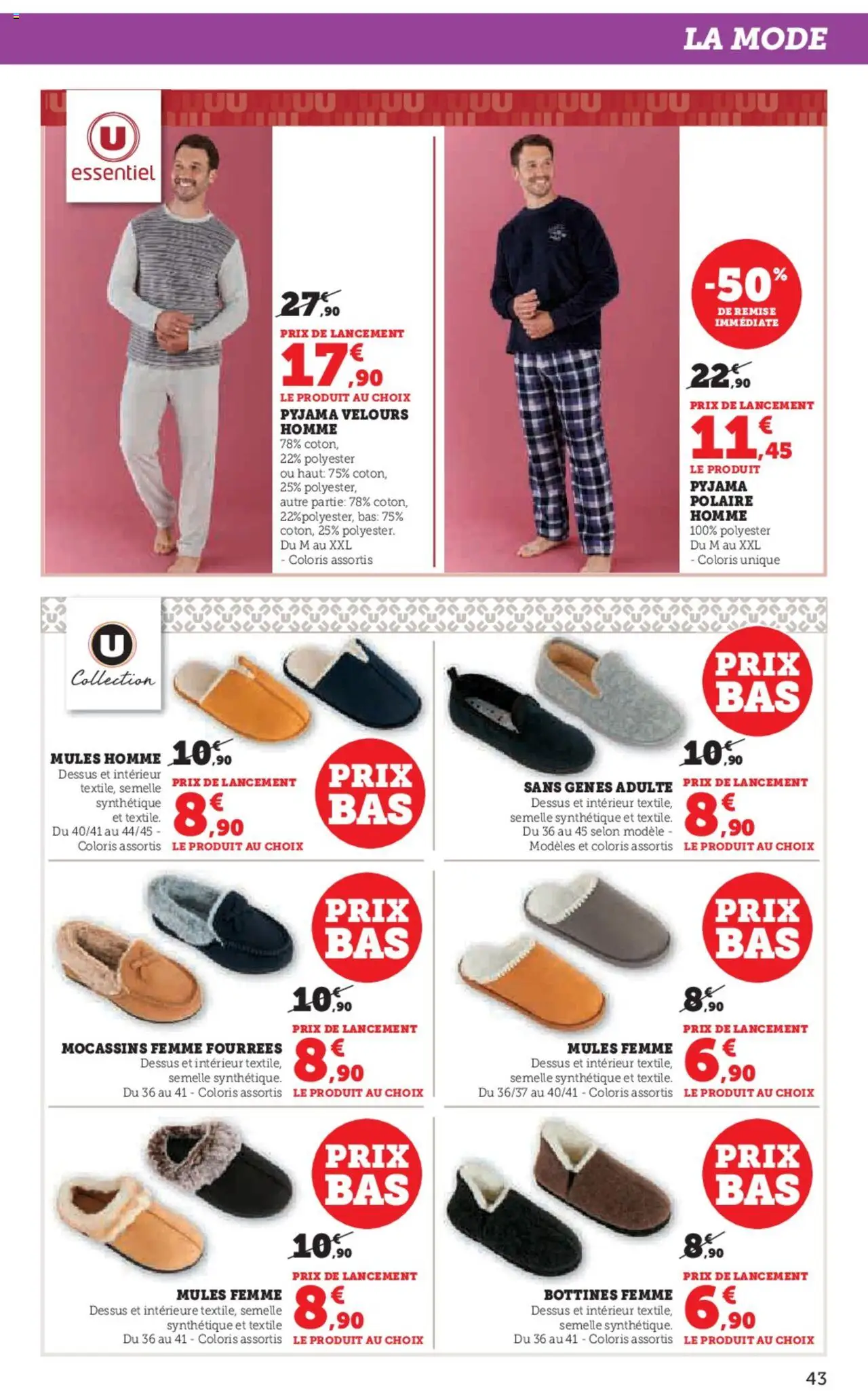 {H1} | Page: 43 | Produits: Bottines, Mocassins, Pyjama