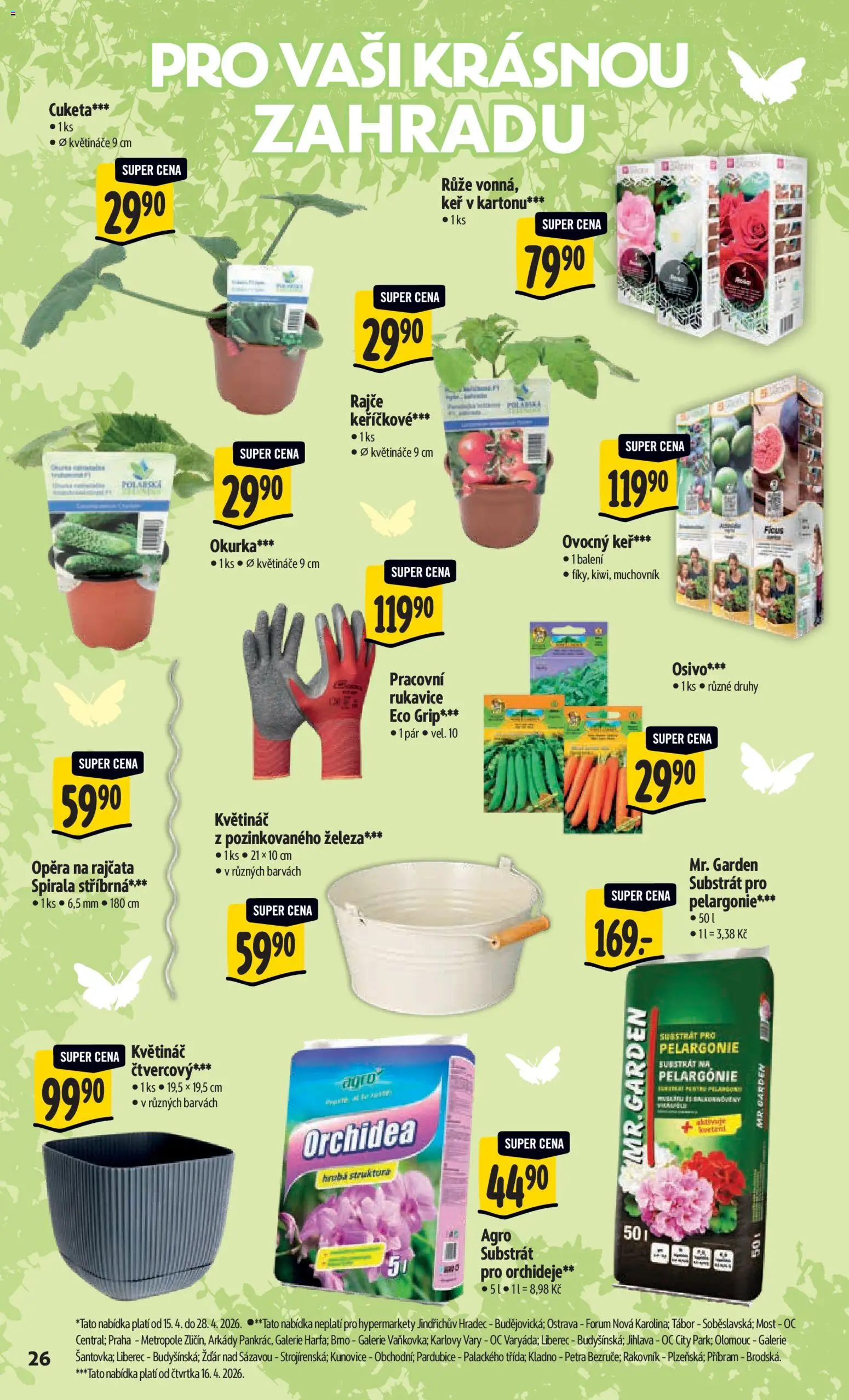 Albert leták - Hypermarket od 15.04.2026 | Strana: 34 | Produkty: Rajčata, Rukavice, Substrát, Květináč