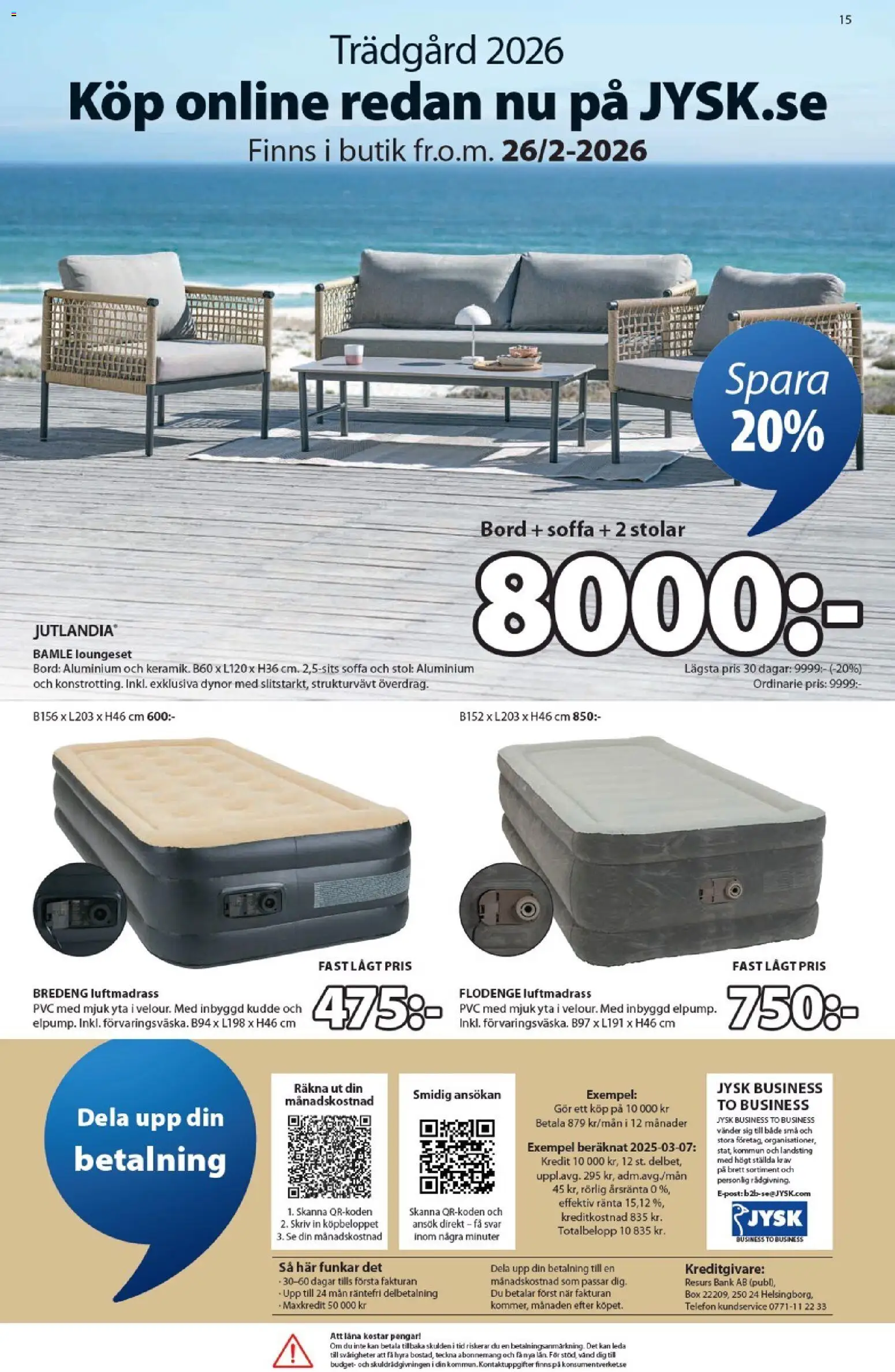 JYSK reklamblad aktuell från 02.02.2026 | Sida: 15 | Produkter: Dynor, Kudde, Soffa, Stol