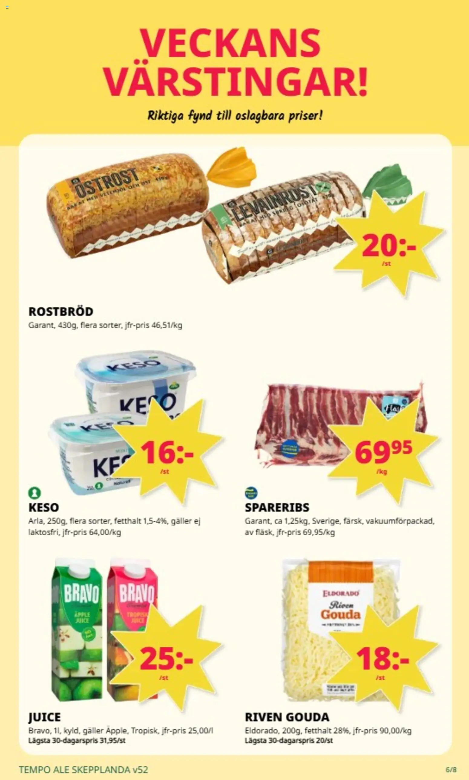 Tempo reklamblad aktuell från 22.12.2025 | Sida: 6 | Produkter: Galler, Juice, Äpple, Keso
