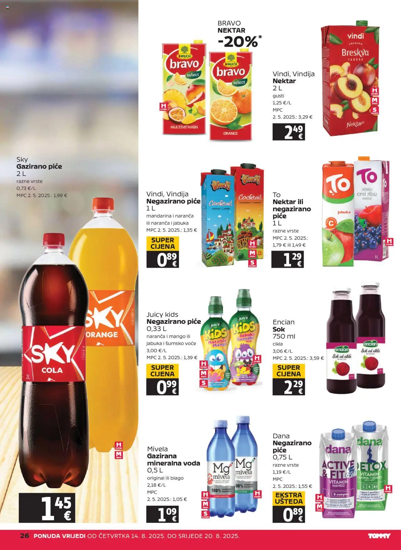 Tommy katalog | vrijedi od 14.08.2025 | Stranica: 26 | Proizvodi: Vindija, Mandarina, Mango, Breskva