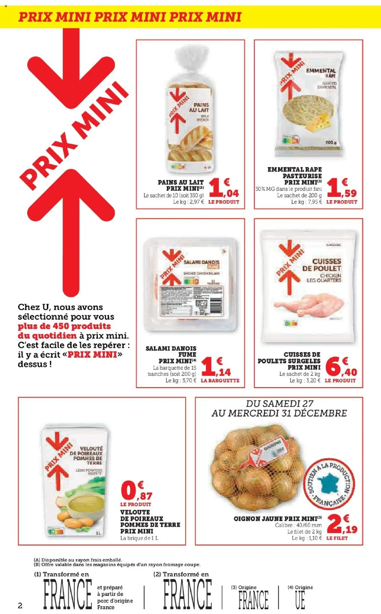 {H1} | Page: 2 | Produits: Poireaux, Oignon, Lait, Salami