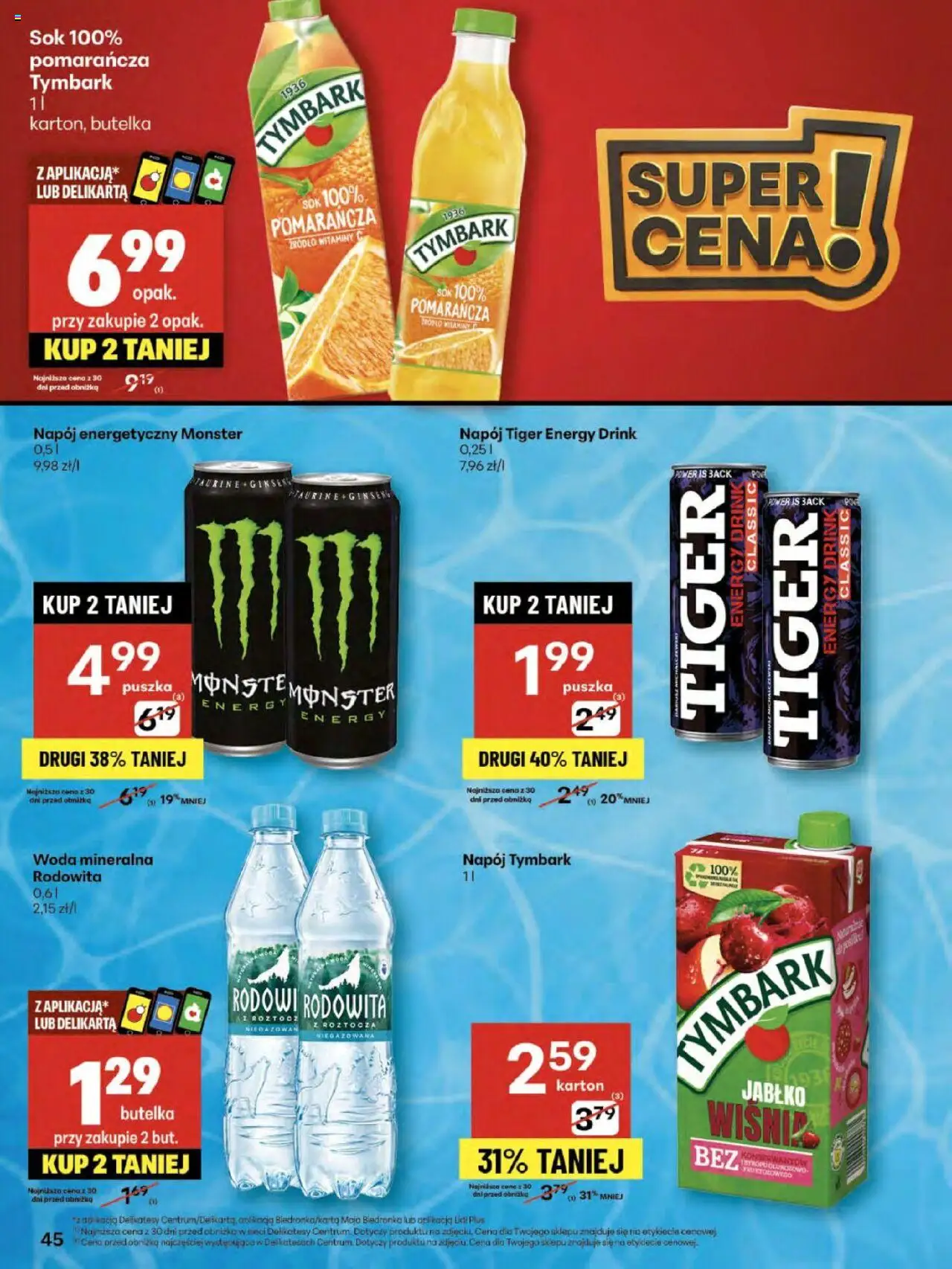 Delikatesy Centrum Gazetka - Sklepy Własne od 21.08.2025 | Strona: 45 | Produkty: Delikatesy, Sok, Woda