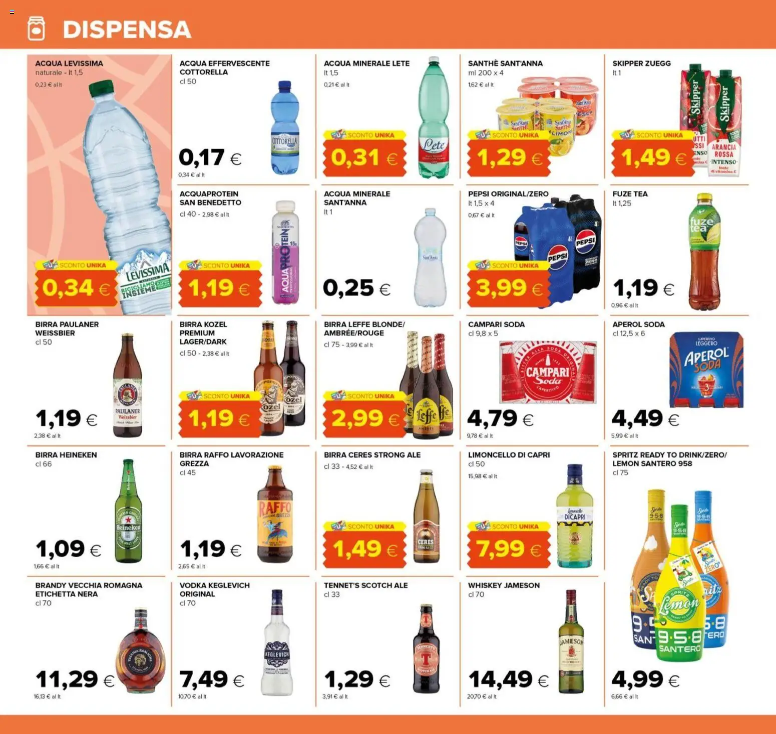 Volantino Tigre del 12.03.2026 | Pagina: 16 | Prodotti: Acqua, Aperol, Acqua minerale, Brandy