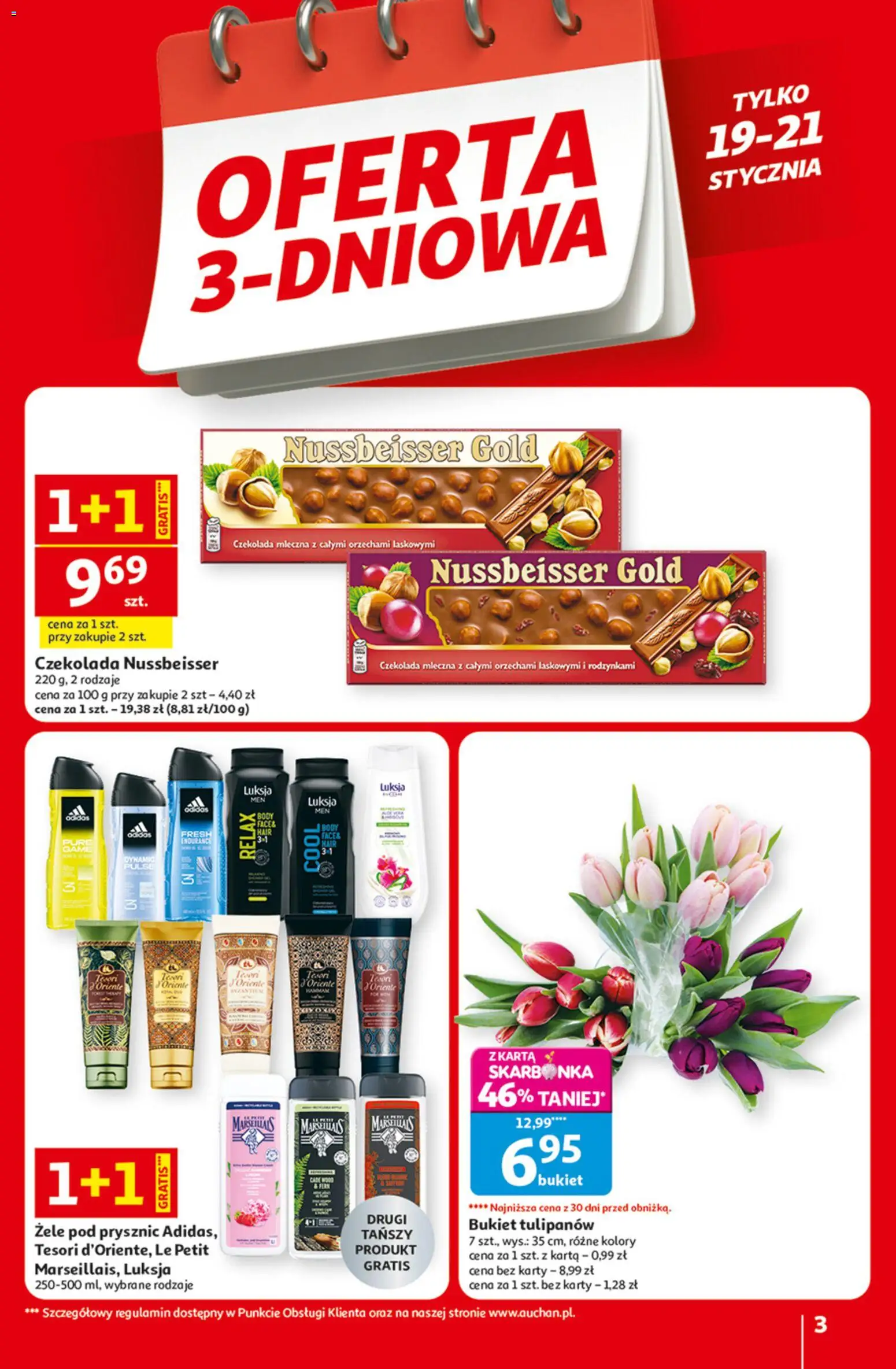 Auchan Gazetka - 30 Lat Hipermarket od 15.01.2026 | Strona: 3 | Produkty: Karta, Tesori d'oriente, Czekolada mleczna, Prysznic
