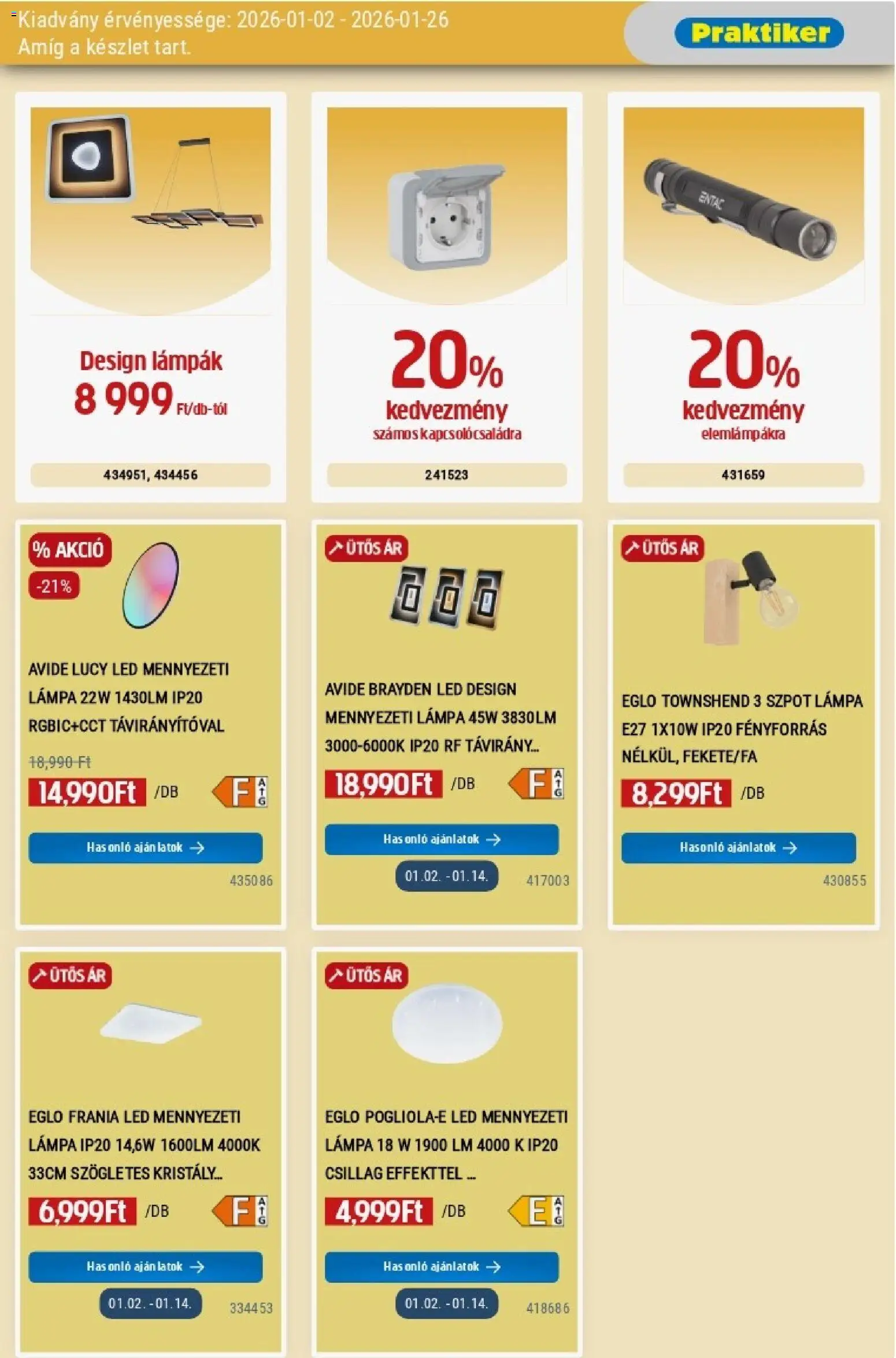 Praktiker akciós ujság - amely érvényes a következő dátumtól: 02.01.2026 | Oldal: 7 | Termékek: Mennyezeti lámpa, Lámpa