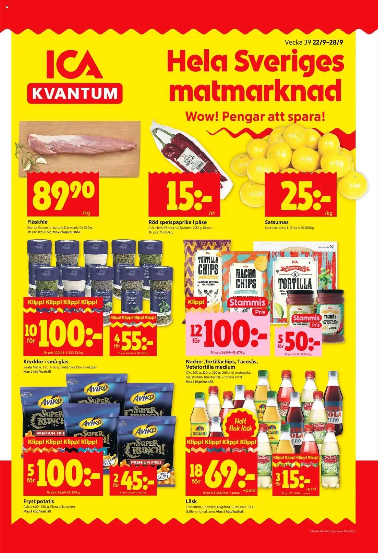ICA Kvantum reklamblad aktuell från 22.09.2025 | Sida: 1 | Produkter: Timjan, Galler, Chips, Oregano