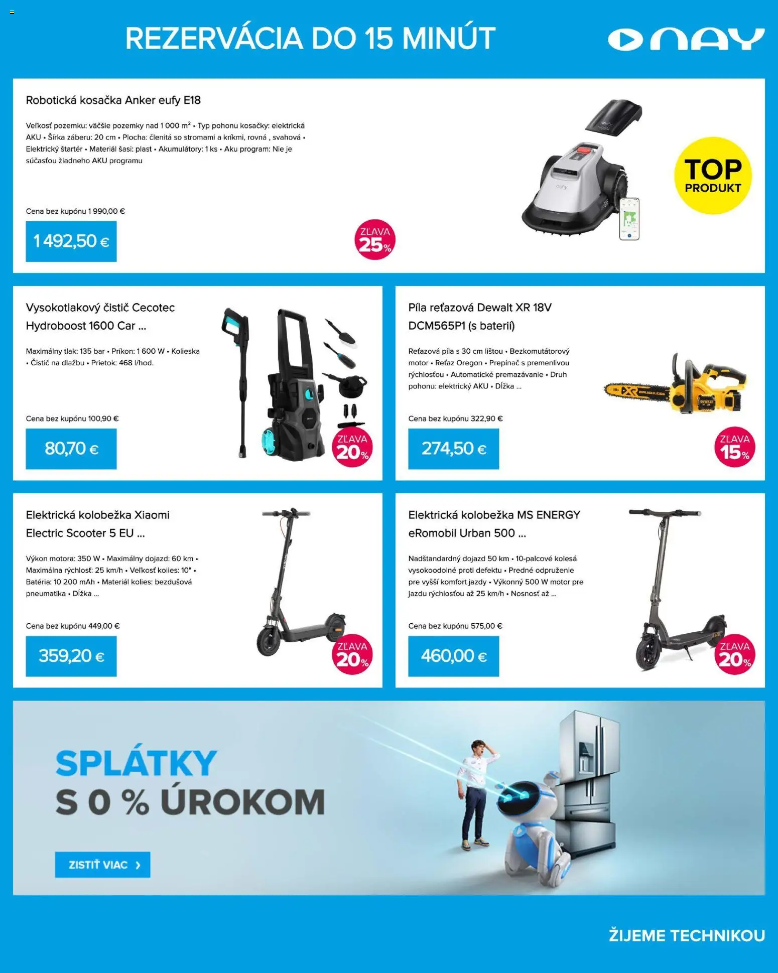 Nové NAY Elektrodom akcie – leták je platný od 09.03.2026 | Strana: 9 | Produkty: Robotická kosačka, Reťazová píla, Kosačka, Píla