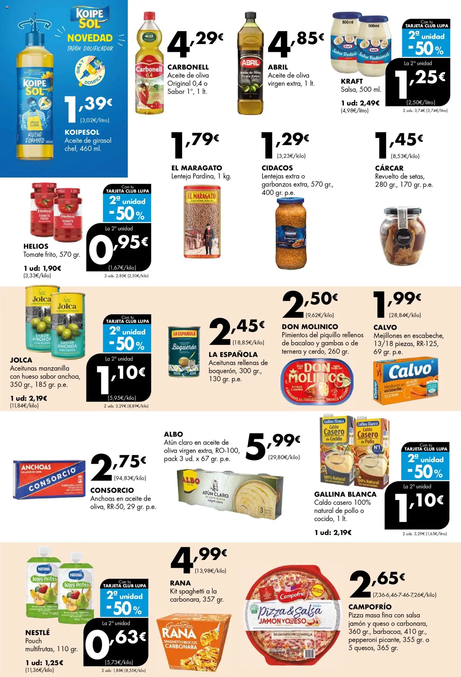 Lupa Supermercados folleto │ válido desde el 19.03.2026 | Página: 10 | Productos: Queso, Pizza, Aceite de oliva virgen extra, Anchoa