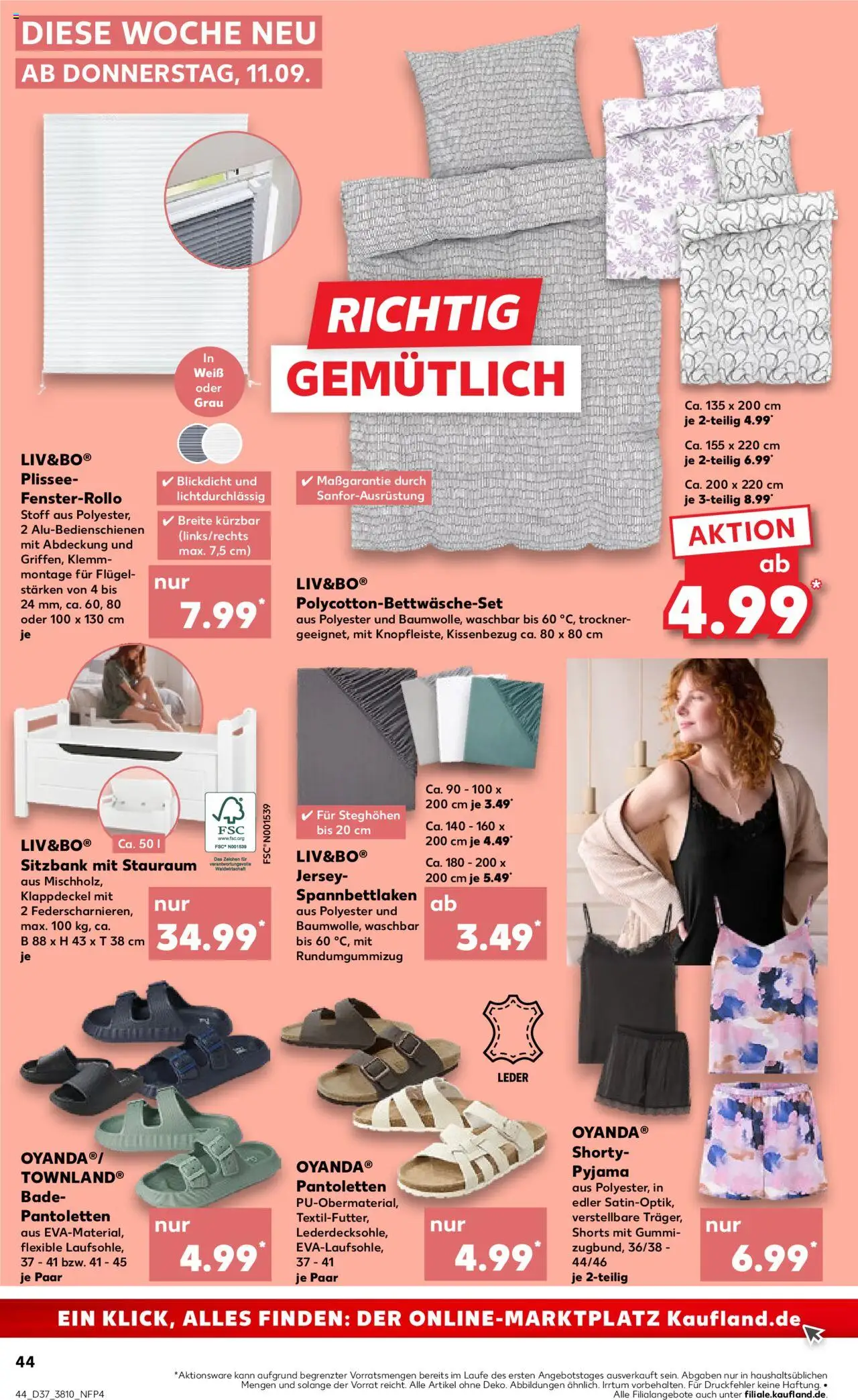 Kaufland prospekt Rostock	 – gültig ab 11.09.2025 | Seite: 44 | Produkte: Trockner, Sitzbank, Pyjama
