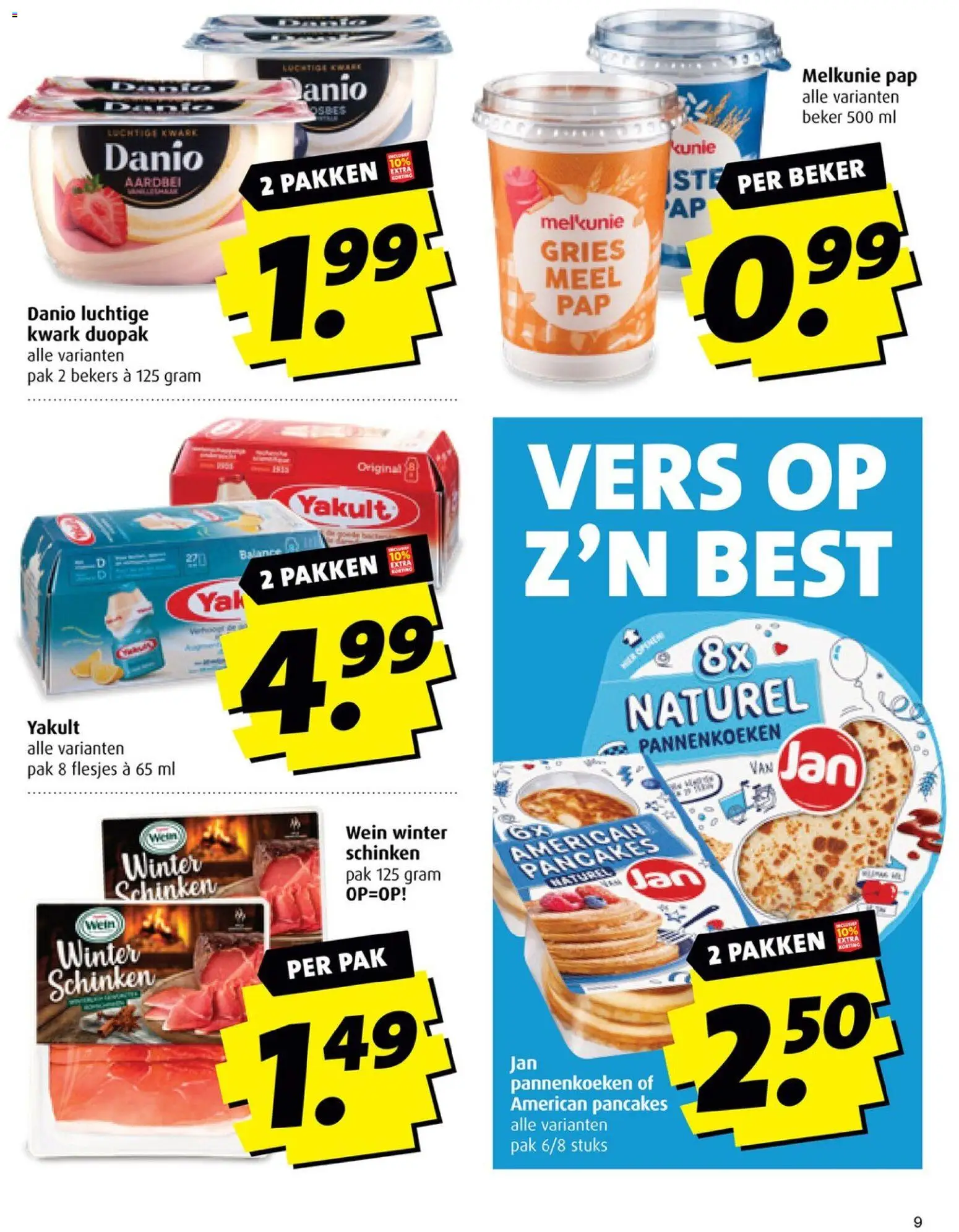 {H1} | Pagina: 9 | Producten: Beker, Kwark, Pannenkoeken, Aardbei