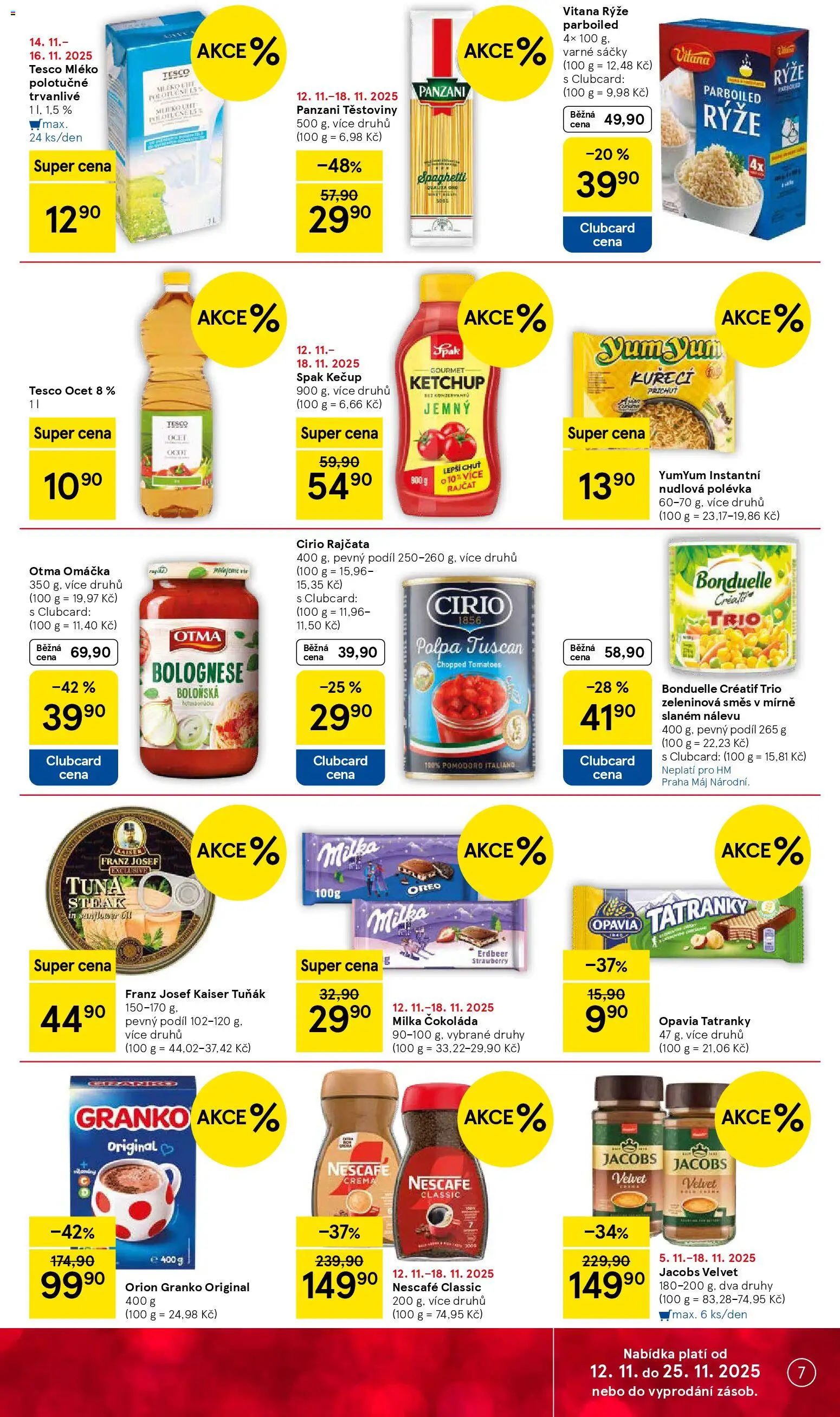 Tesco leták - Hypermarket od 12.11.2025 | Strana: 7 | Produkty: Tuňák, Čokoláda, Kečup, Jacobs velvet