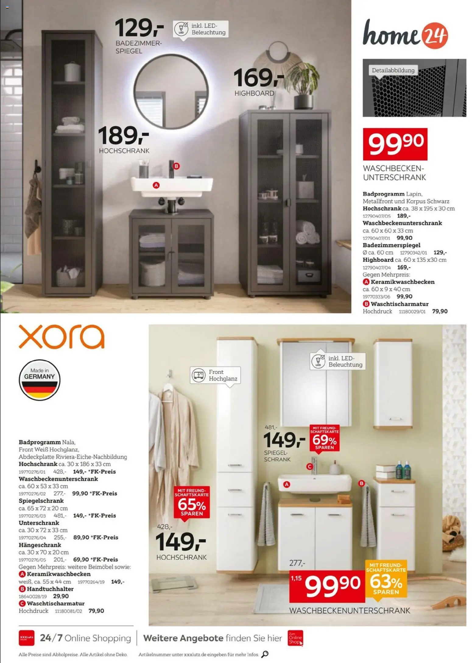 XXXLutz Nr. 1 beim Preis – gültig ab 04.04.2026 | Seite: 24 | Produkte: Spiegel, Spiegelschrank, Hängeschrank, Unterschrank