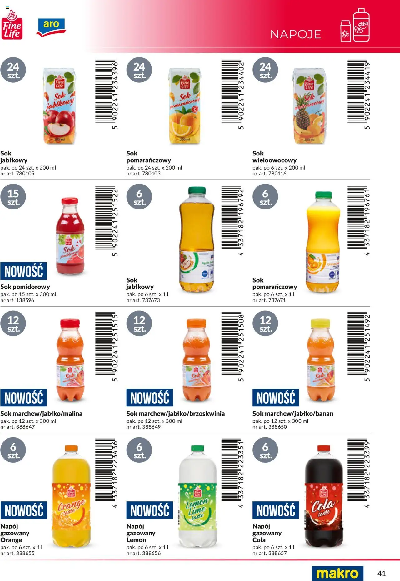 Makro Gazetka - Katalog marek własnych dla właścicieli sklepów od 18.04.2024 | Strona: 41 | Produkty: Sok