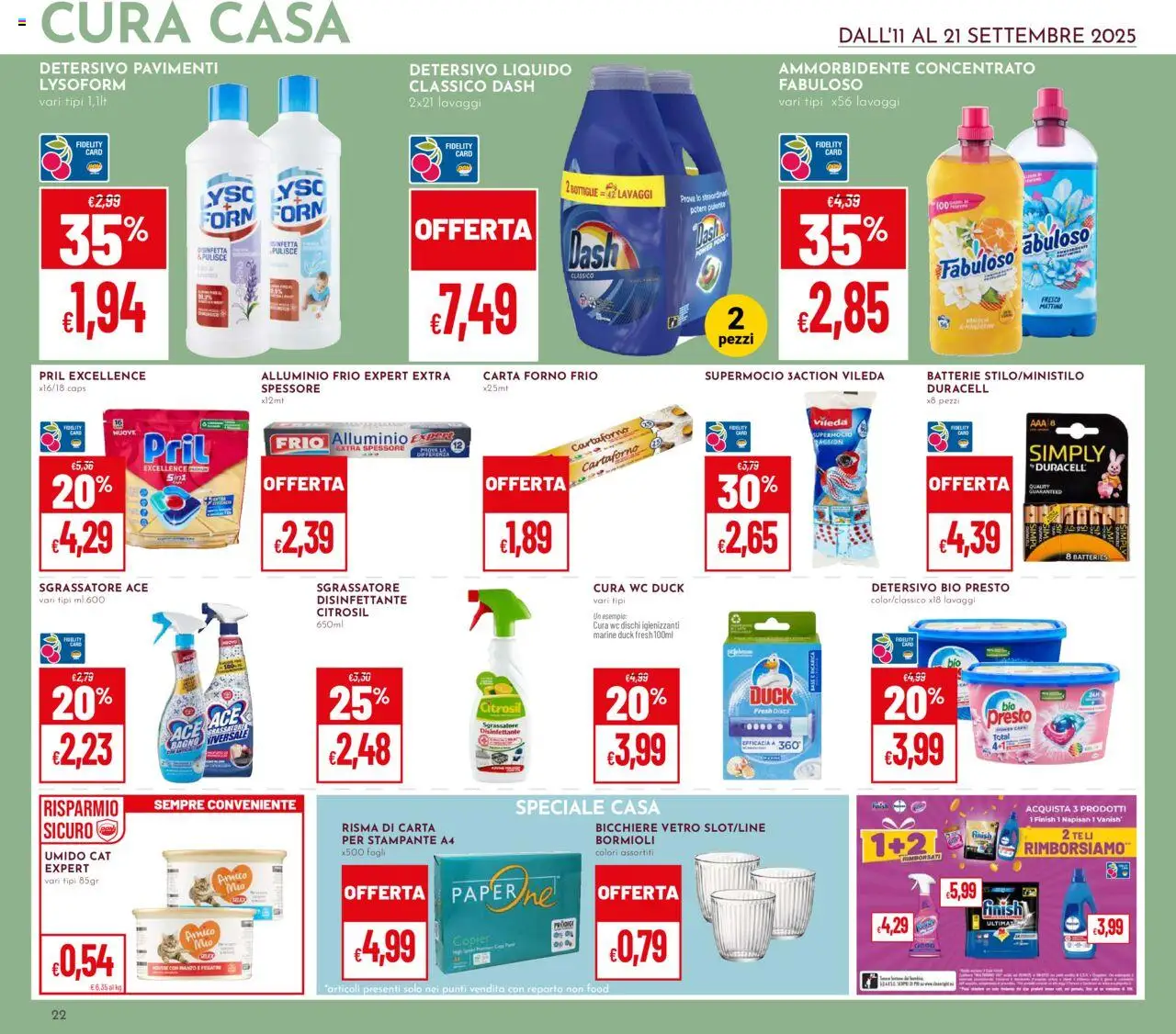 Volantino Pan del 11.09.2025 | Pagina: 22 | Prodotti: Manzo, Sgrassatore, Alluminio, Carta forno