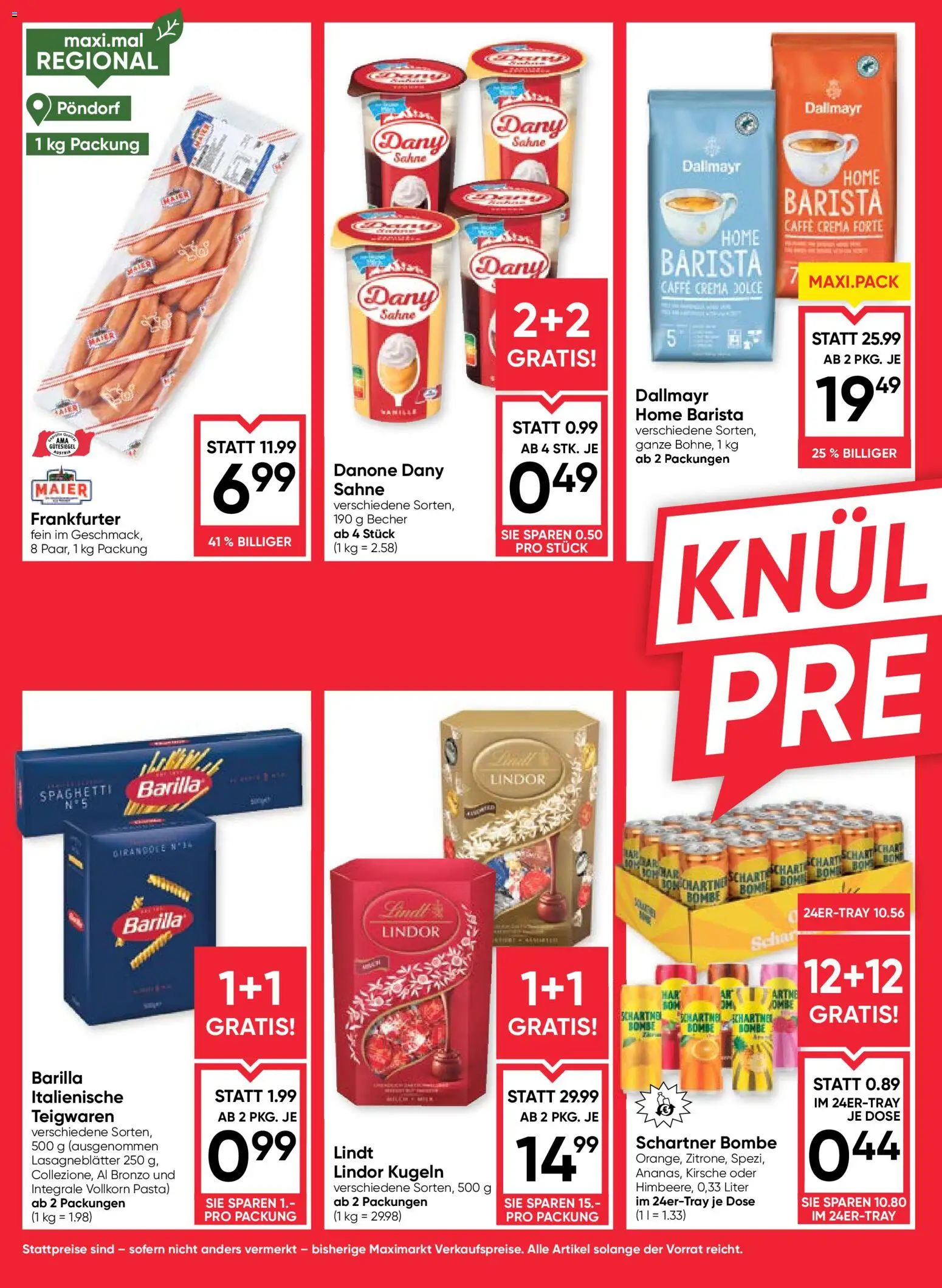 Maximarkt Flugblatt gültig ab 23.04.2026 | Seite: 2 | Produkte: Pasta, Sahne, Hajdina liszt