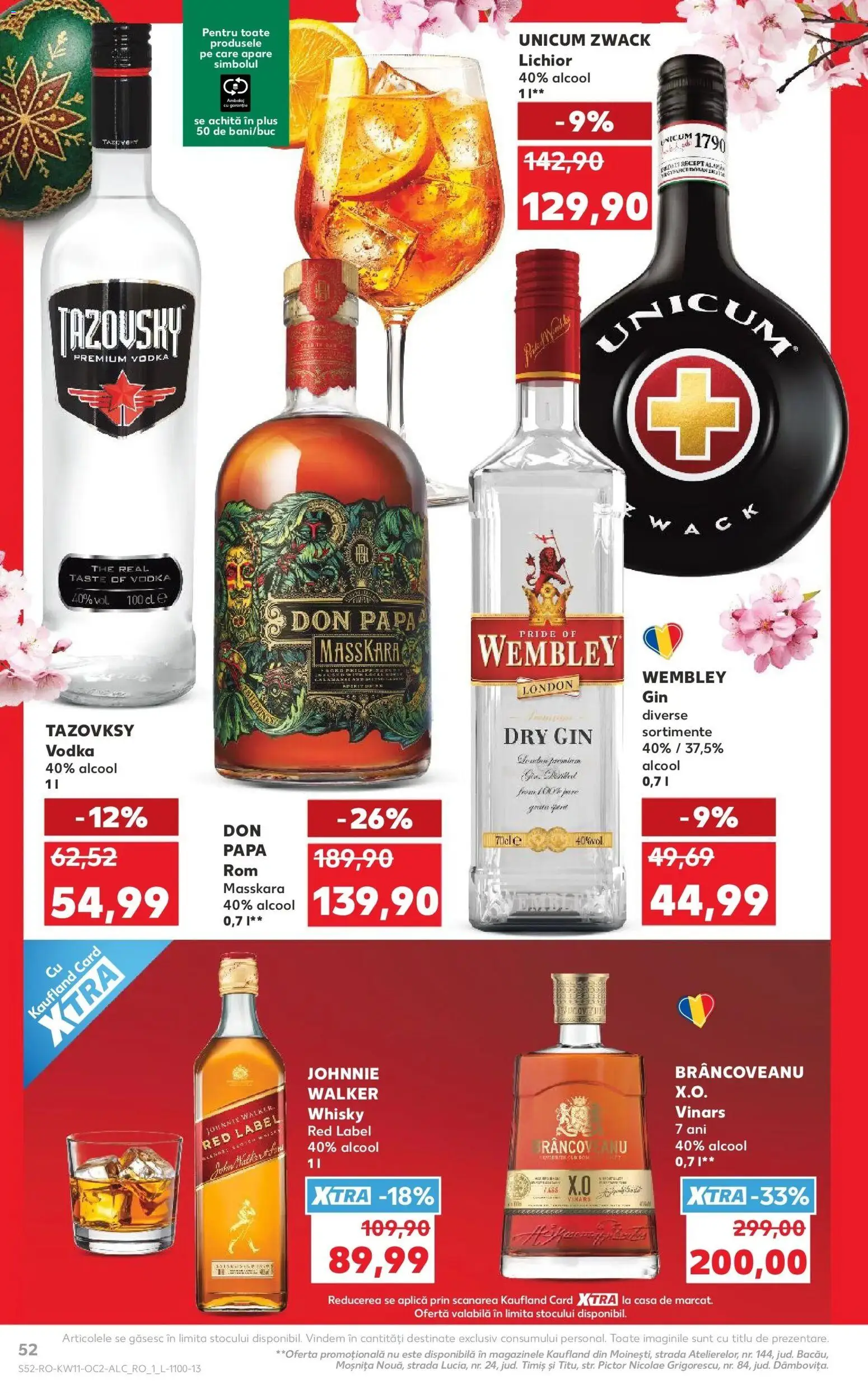 Noul catalog Kaufland – valabil de la 11.03.2026 | Pagină: 52 | Produse: Lichior, Gin, Vodka