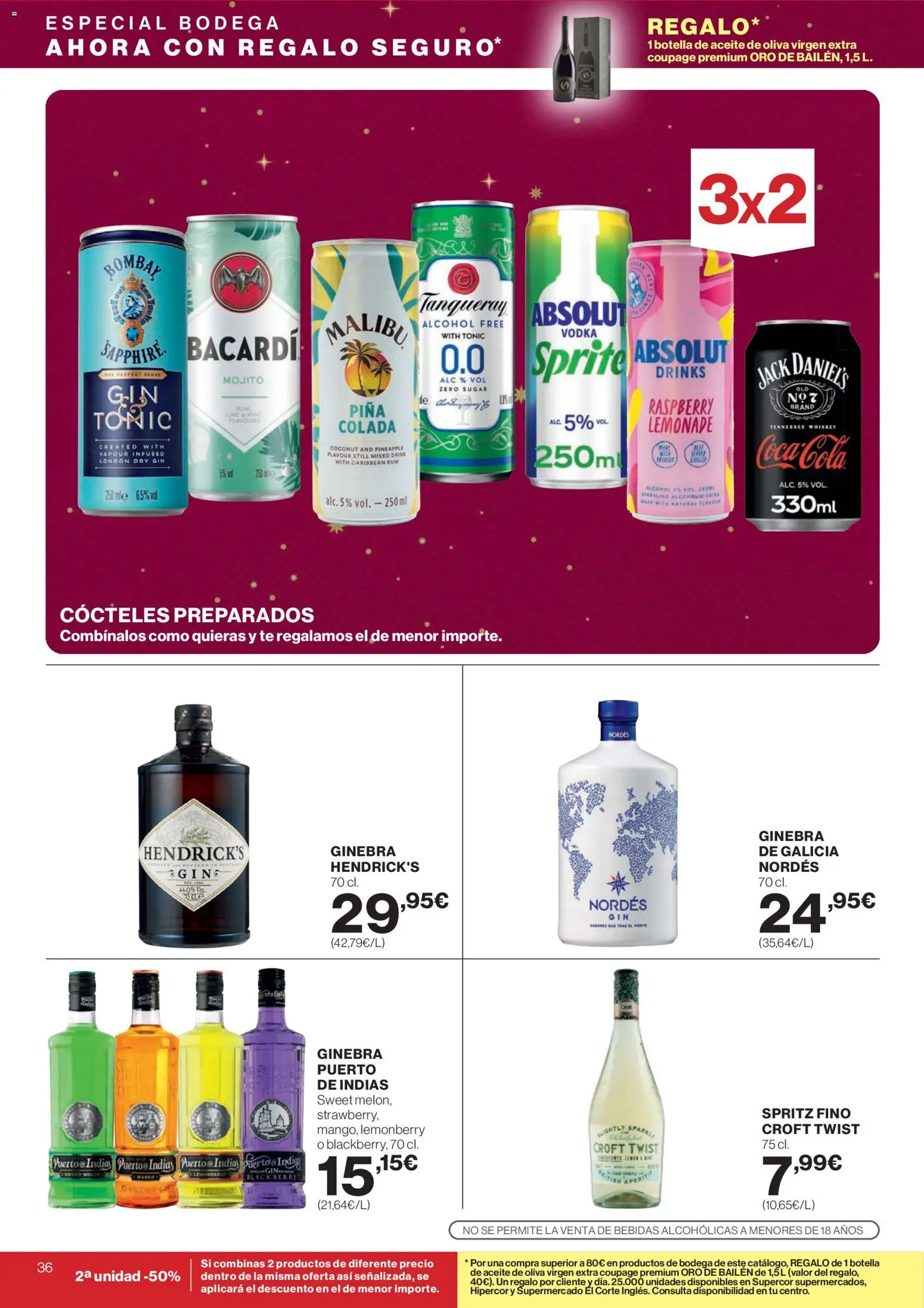 Supercor folleto │ válido desde el 18.12.2025 | Página: 36 | Productos: Piña, Ginebra, Té, Aceite de oliva virgen extra