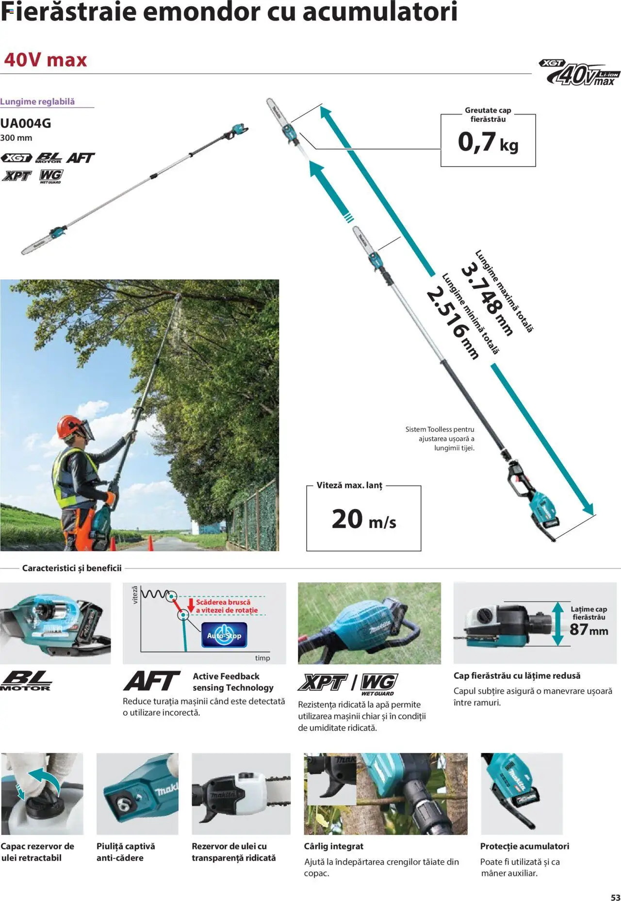 Makita catalog - Mașini de Grădină – valabil de la 08.01.2025 | Pagină: 53 | Produse: Mâner, Ulei, Apă