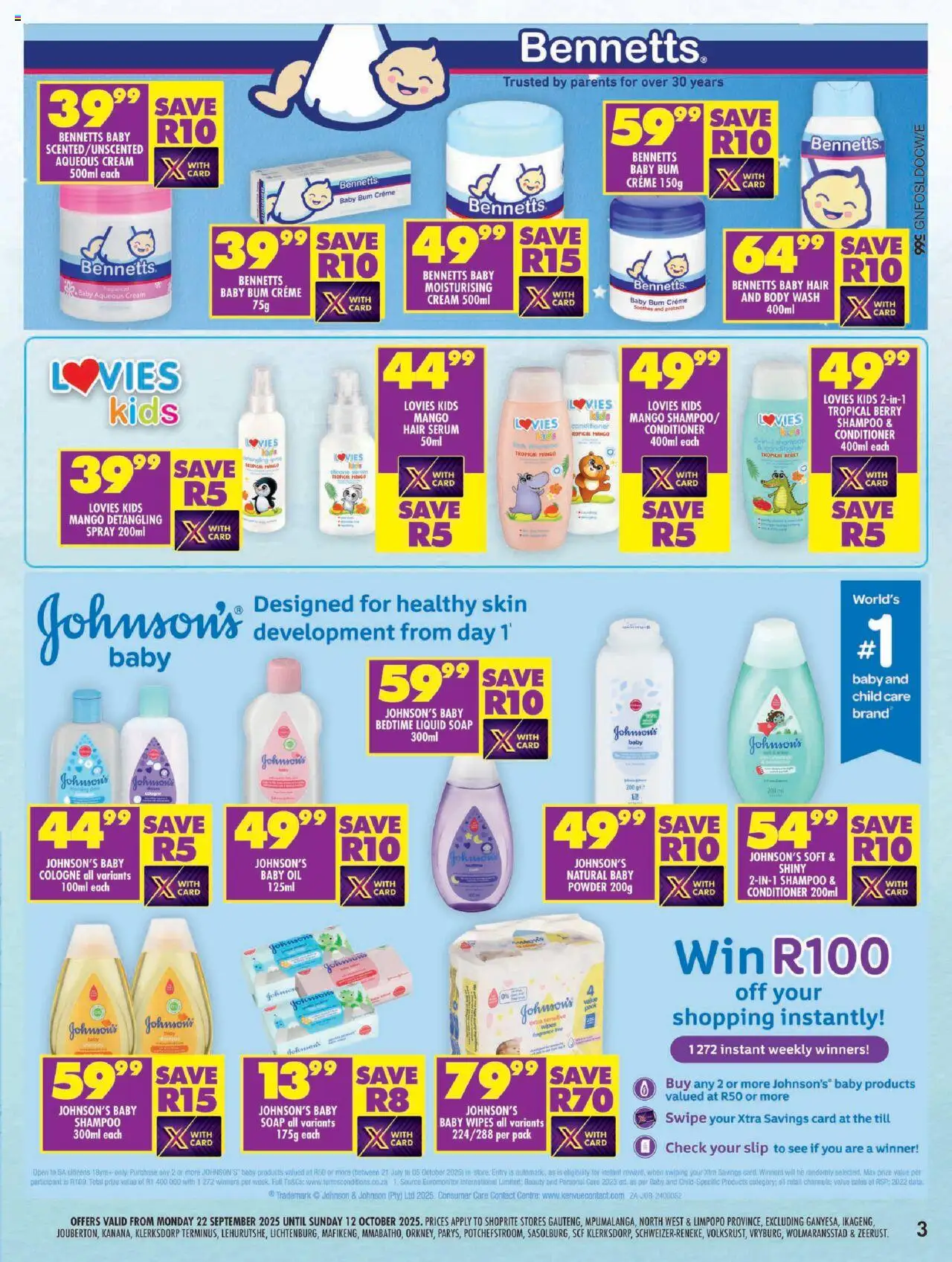 New Shoprite catalogue – valid from 22.09.2025 | Page: 3 | Products: Serum, Fragrance, Cream, Body wash
