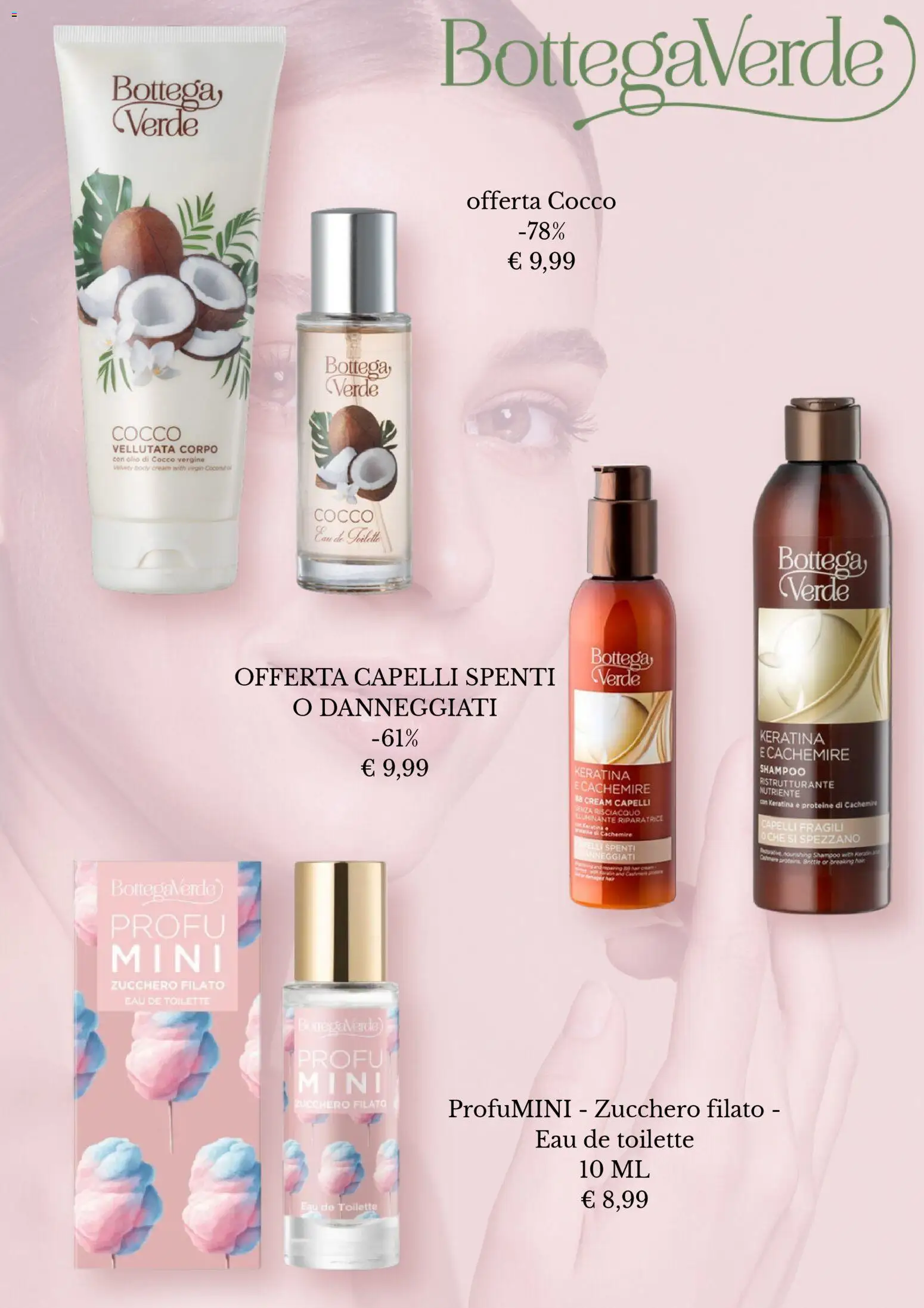 Volantino Bottega Verde del 16.03.2026 | Pagina: 4 | Prodotti: Shampoo, Zucchero, Olio, Cocco