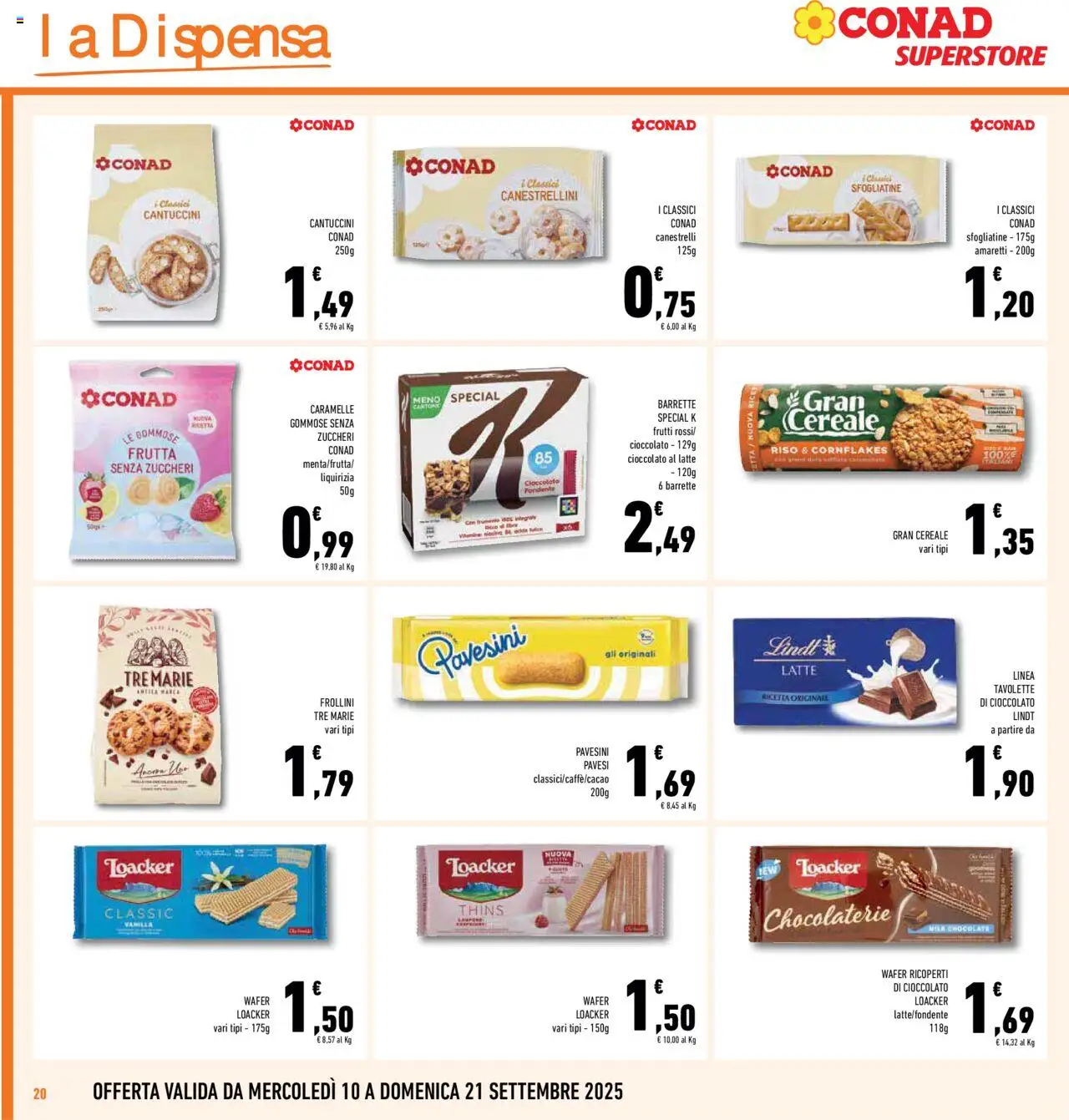 Volantino Conad del 10.09.2025 | Pagina: 20 | Prodotti: Caramelle, Frutta, Canestrelli, Frollini