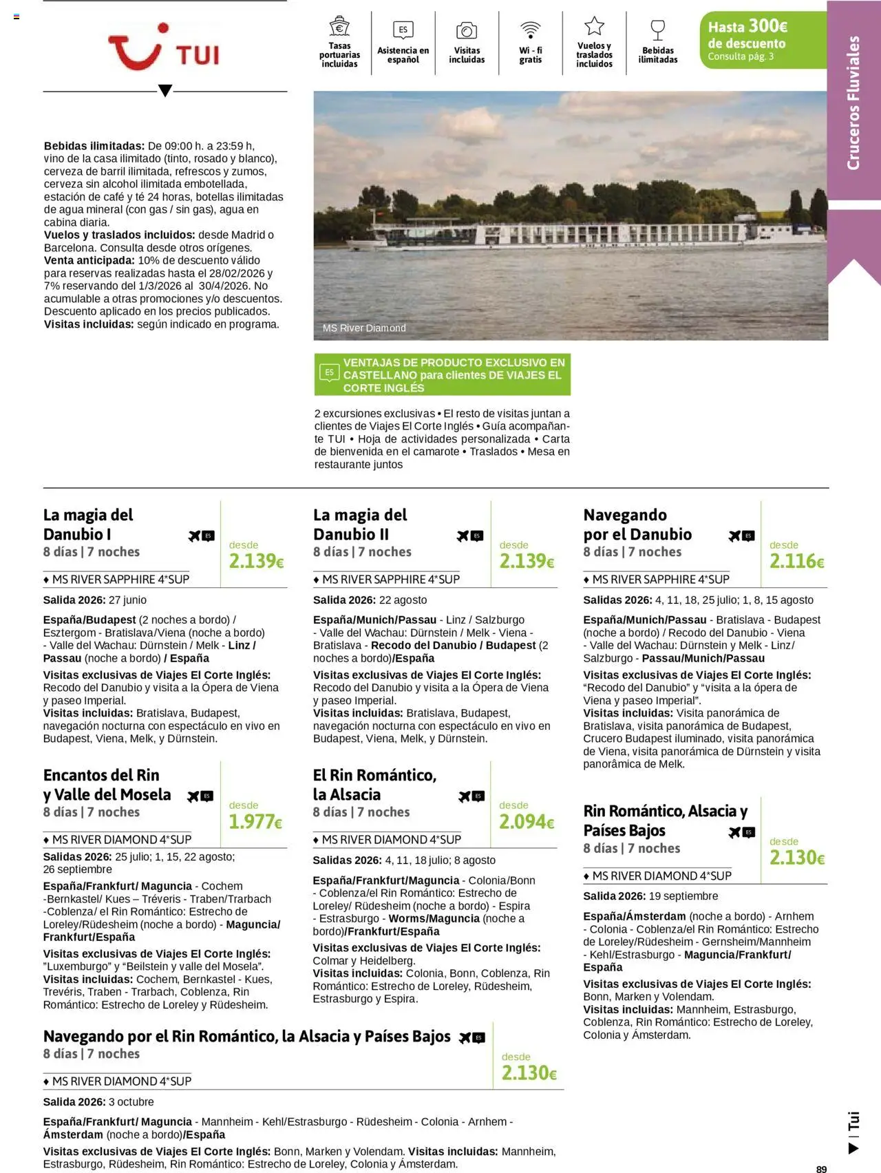 Viajes El Corte Inglés - Crucero Fantástico │ válido desde el 16.09.2025 | Página: 89 | Productos: Colonia, Cerveza sin alcohol, Vino, Té