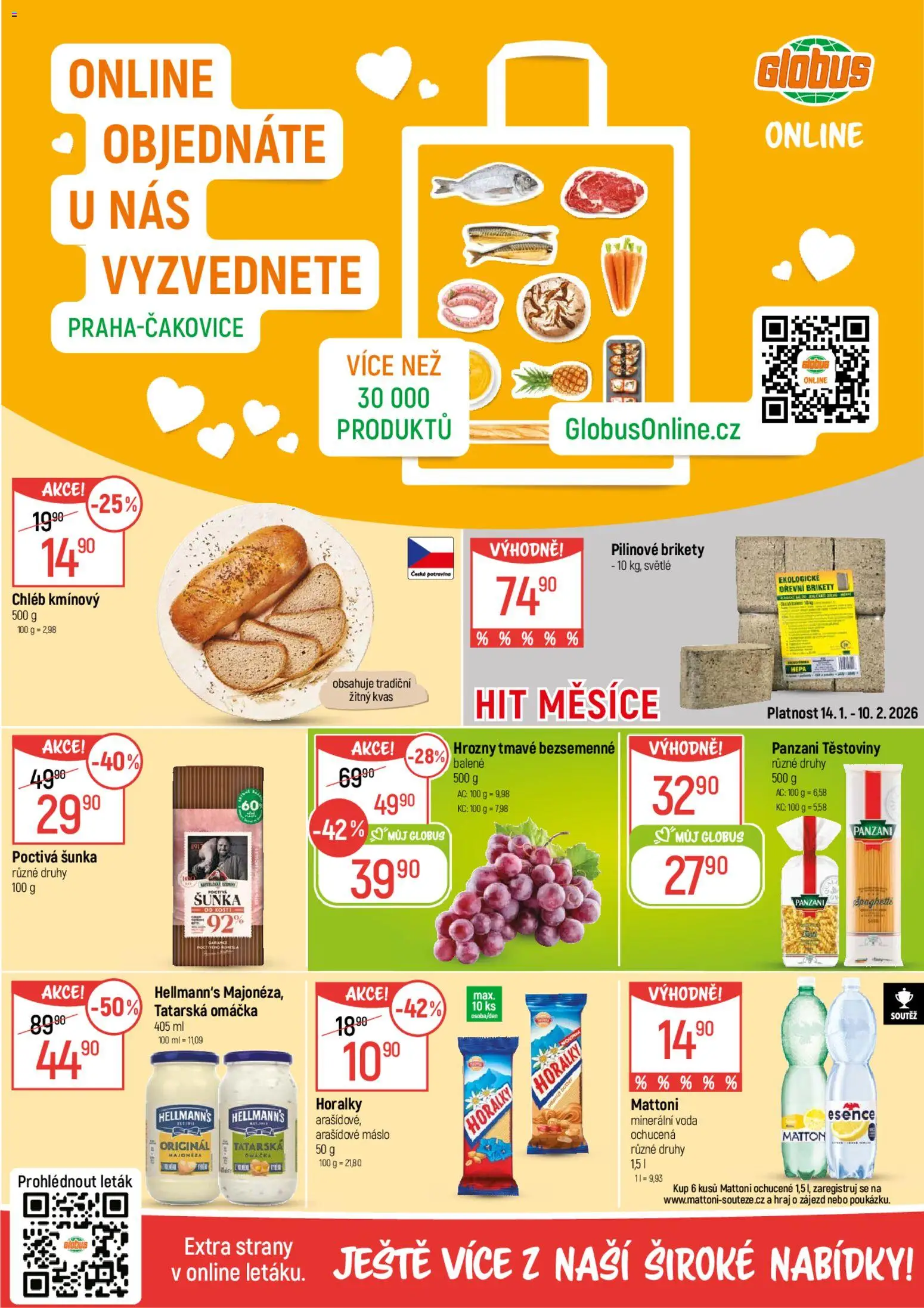 Globus leták od 14.01.2026 | Strana: 2 | Produkty: Mattoni, Globus, Těstoviny, Hrozny