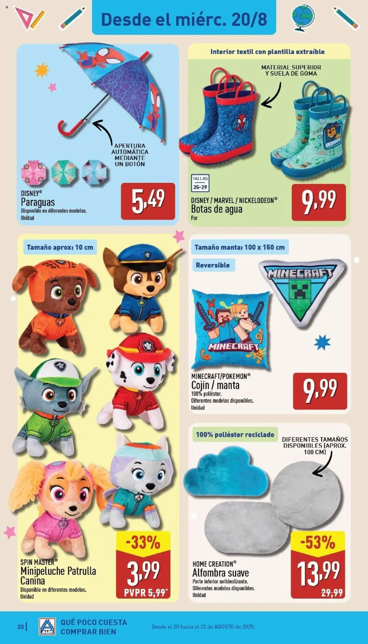 Aldi folleto Canarias │ válido desde el 18.08.2025 | Página: 20 | Productos: Botas, Manta, Cojín, Alfombra