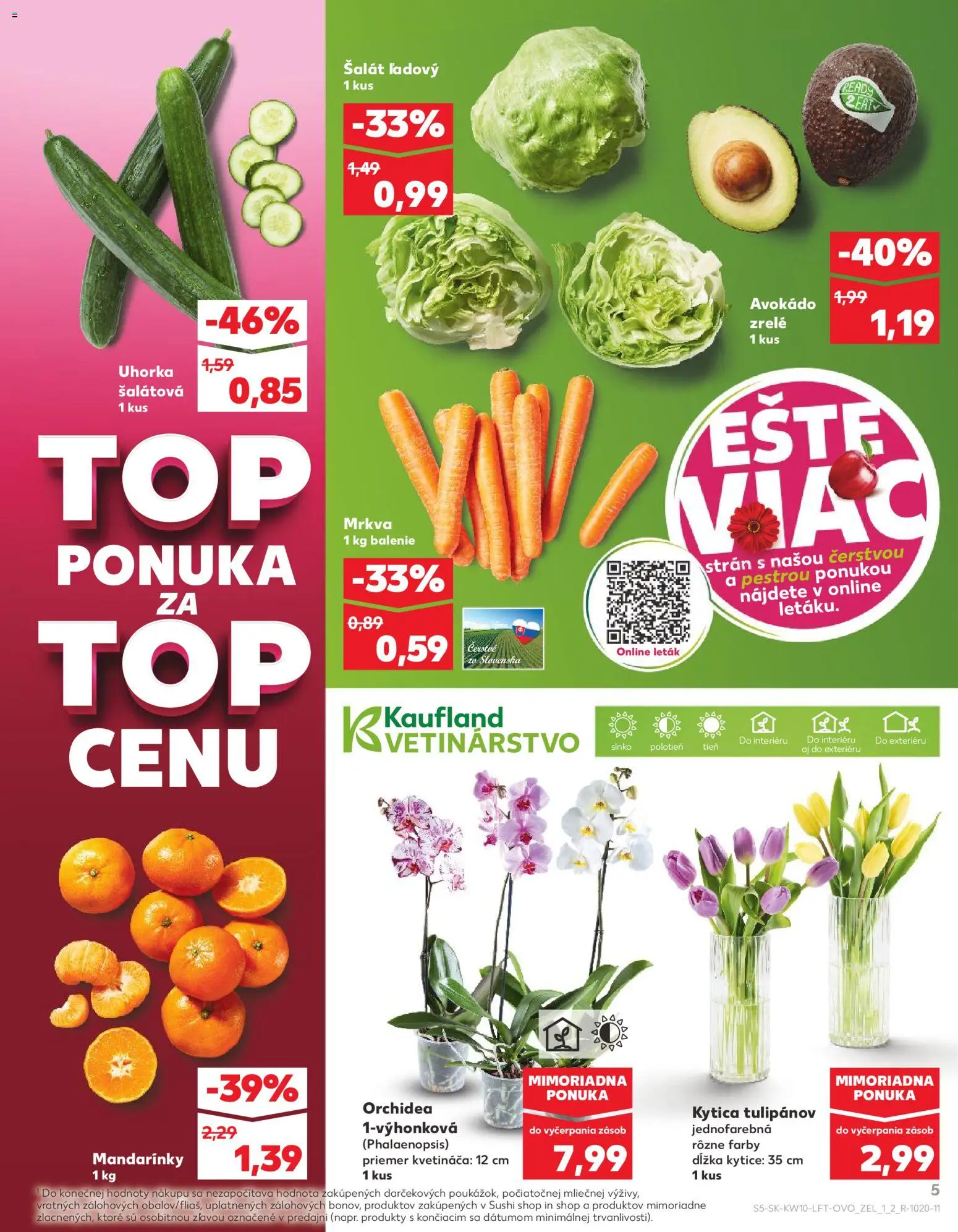 Nové Kaufland akcie – leták je platný od 05.03.2026 | Strana: 5 | Produkty: Šalát, Avokádo, Sushi, Orchidea