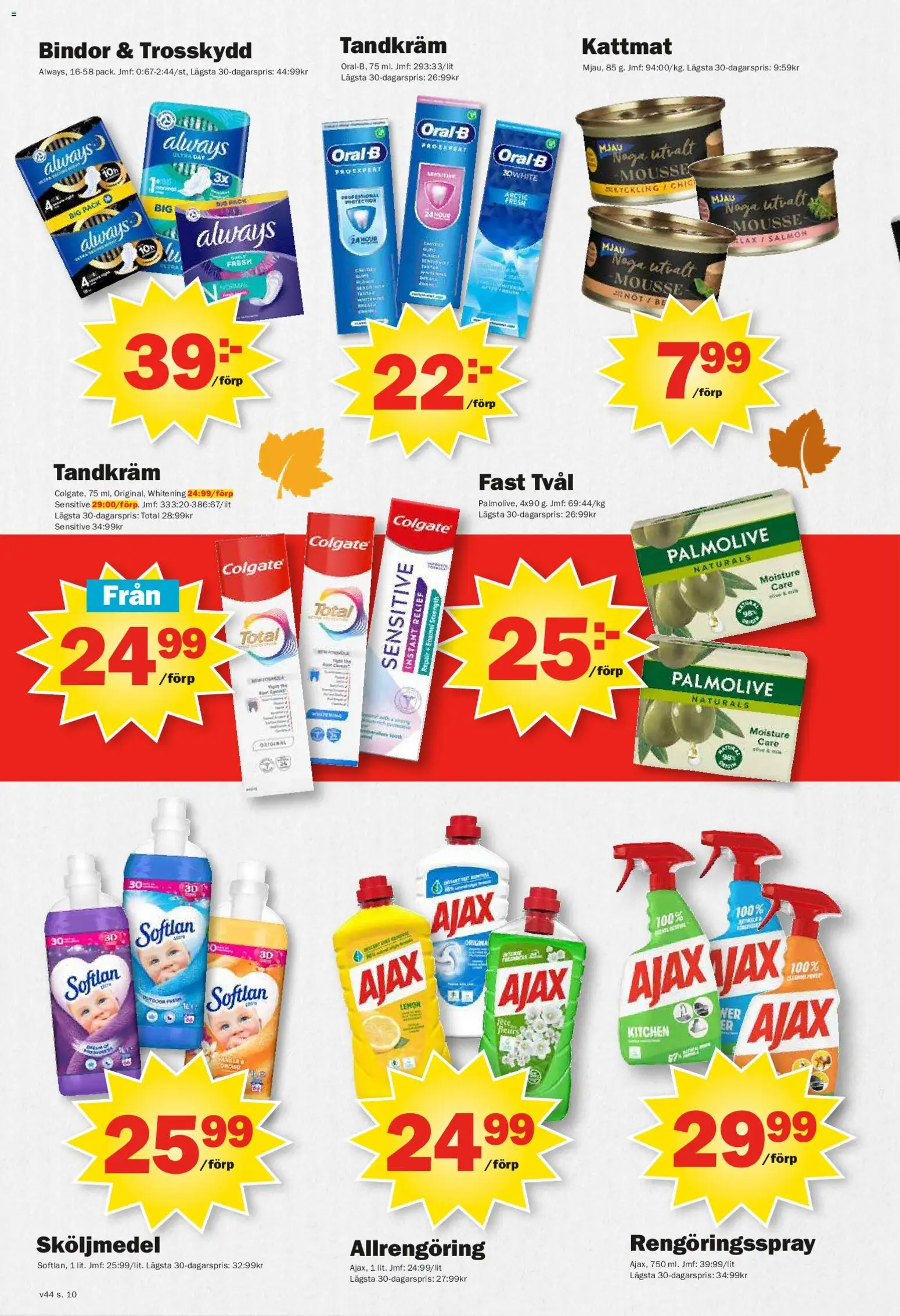 Pekås reklamblad aktuell från 27.10.2025 | Sida: 10 | Produkter: Tvål, Lax, Allrengöring, Kattmat