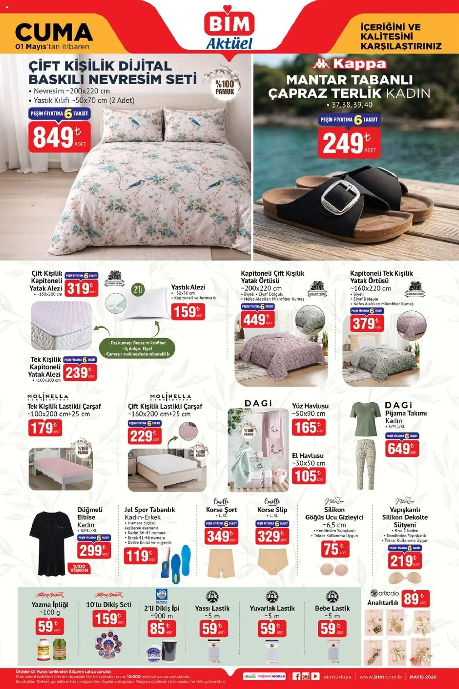 BİM - Katalog Cuma - 01.05.2026 tarihinden itibaren geçerlidir | Sayfa: 7 | Ürünler: Yastık, Lastik, Terlik, El havlusu