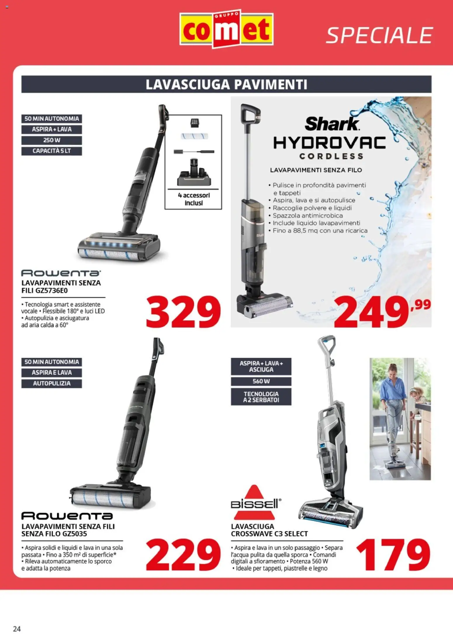 Volantino Comet del 24.04.2026 | Pagina: 24 | Prodotti: Spazzola, Lavasciuga, Piastrelle