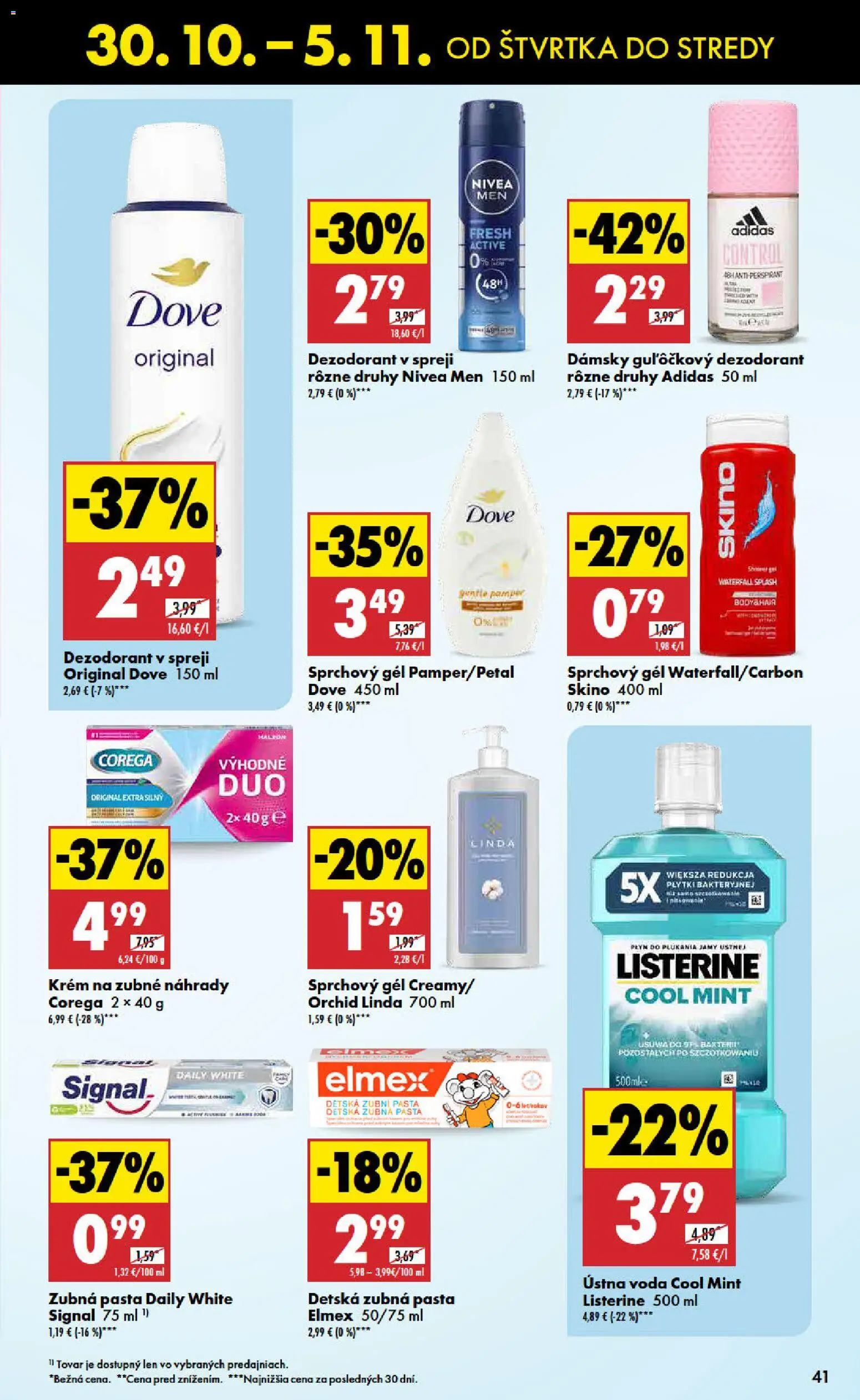 Nové Biedronka akcie – leták je platný od 30.10.2025 | Strana: 41 | Produkty: Sprchový gél, Dezodorant, Adidas, Voda