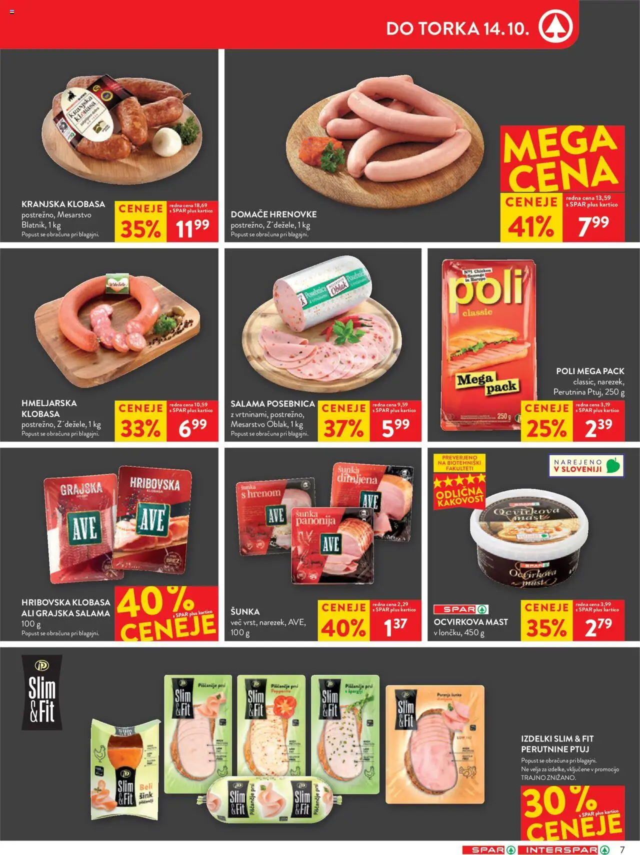 Novi Spar katalog ponudbe – veljaven od 08.10.2025 | Stran: 7 | Izdelki: Hrenovke, Salama, Sunka