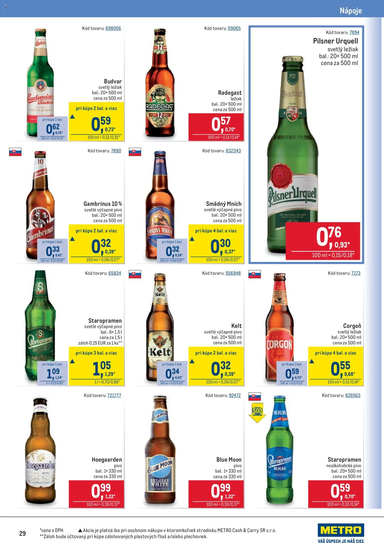 Nové Metro akcie – leták je platný od 28.01.2026 | Strana: 29 | Produkty: Pivo, Budvar, Smädný Mních, Nealkoholické pivo