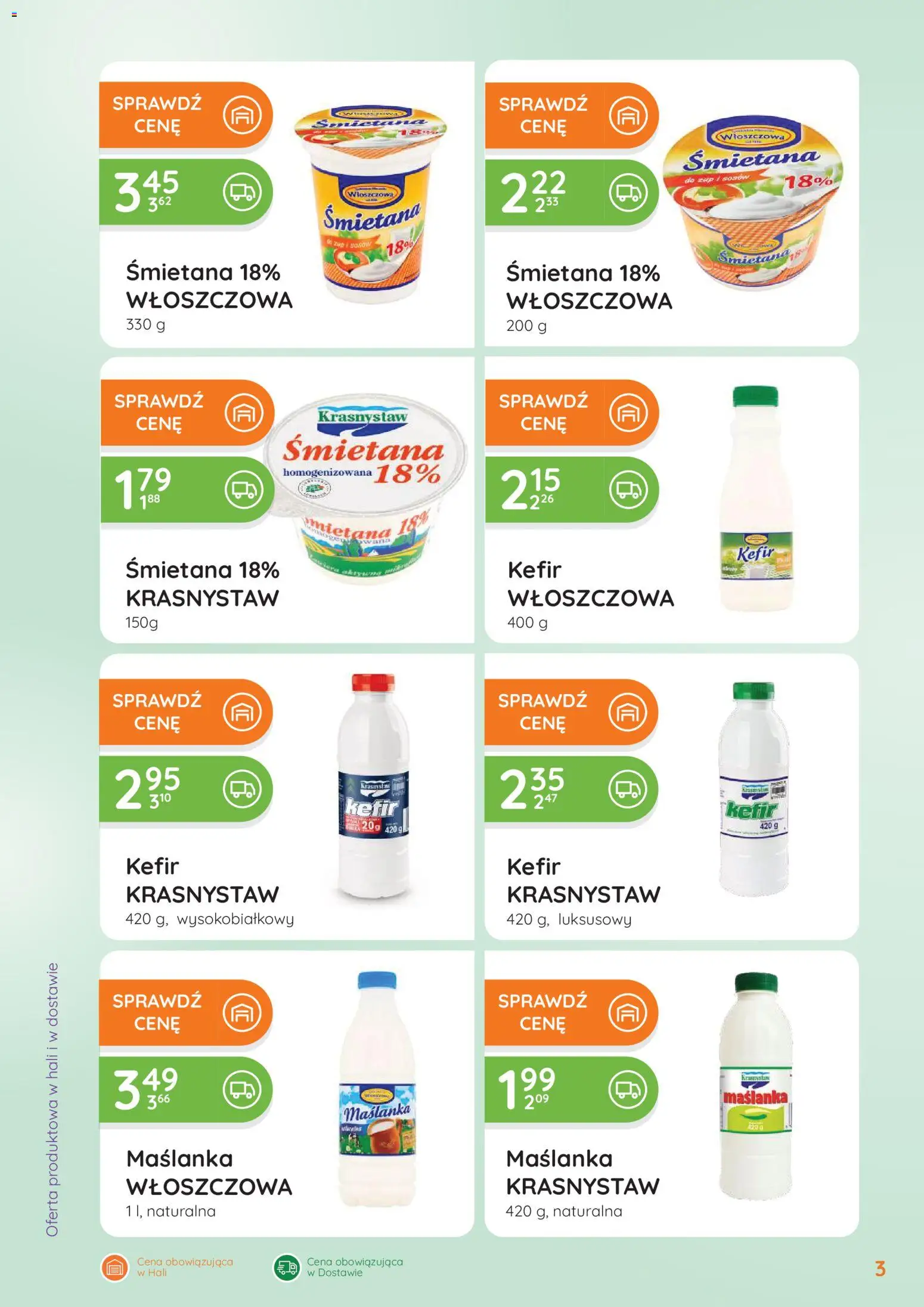 Eurocash gazetka - Oferta Handlowa od 06.04.2026 | Strona: 3 | Produkty: Kefir, Maślanka, Śmietana